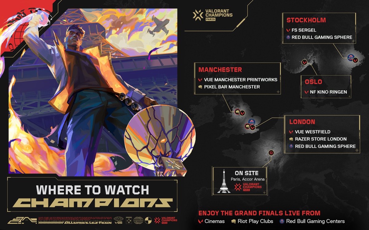 🔥 Get ready for the Grand Finals 🔥

Here’s everything you need to know about where to watch the VALORANT Champions Paris Grand Finals on 5 October.