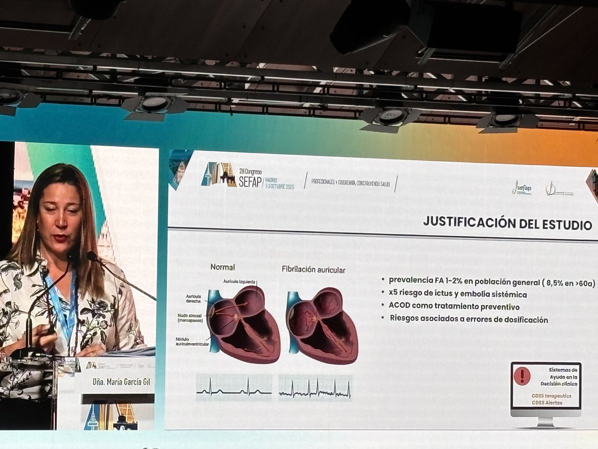 Estupenda presentación de ⁦<a href="/mariagg26/">María García Gil</a>⁩ de proyecto de investigación sobre variabilidad de errores de prescripción de ACOD #28congresoSEFAP