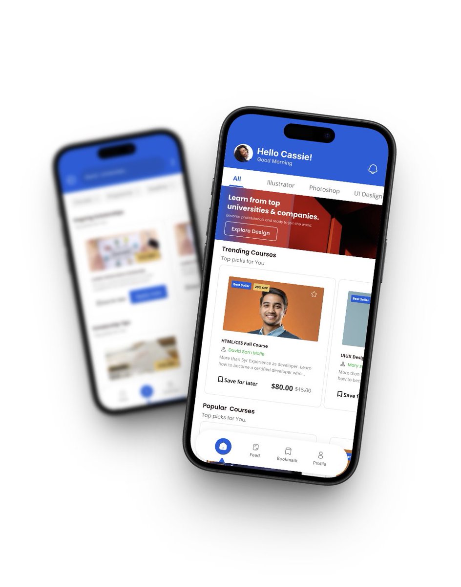 Amybeke00's tweet image. UI exploration for an E-learning App ✨

#elearning #mobileapp #uiux