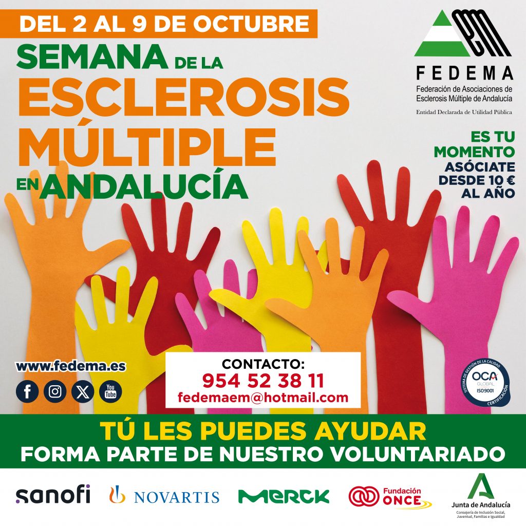 🌟𝙎𝙚𝙢𝙖𝙣𝙖 𝙙𝙚 𝙡𝙖 𝙀𝙨𝙘𝙡𝙚𝙧𝙤𝙨𝙞𝙨 𝙈ú𝙡𝙩𝙞𝙥𝙡𝙚 𝙚𝙣 𝘼𝙣𝙙𝙖𝙡𝙪𝙘𝙞𝙖🌟
#esclerosismultiple #esclerosismultipleandalucia #mueveteporlaesclerosismultiple #mueveteporlaem #asem #EMfedema #FedemaEM #unidospolaEM #solidaridad #socios #sociocolaborador #discapacidad