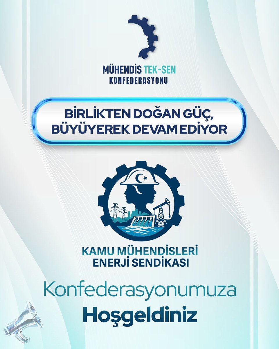 Mühendis Tek-Sen Konfederasyonu, mesleki hak ve adalet mücadelesini büyüterek yoluna devam ediyor.
Bugün, Kamu Mühendisleri Enerji Sendikası <a href="/KaMuhEnerjiSen/">Kamu Mühendisleri ENERJİ Sendikası</a> aramıza katılarak gücümüze güç kattı. ️

#BirlikteDahaGüçlüyüz
#MühendisTekSenKonfederasyonu