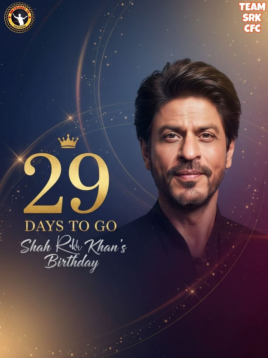 🚨 29 DAYS TO GO 🚨 #29DaysToSRKDay #29DaysForSRKDay 
The countdown to the BIGGEST celebration of the year has begun! 🎉❤️
The KING’s birthday wave is about to take over the world 🌍👑
Fans, hearts, and dreams — all set to shine brighter for Shah Rukh Khan Day 💫🔥

#SRKDay