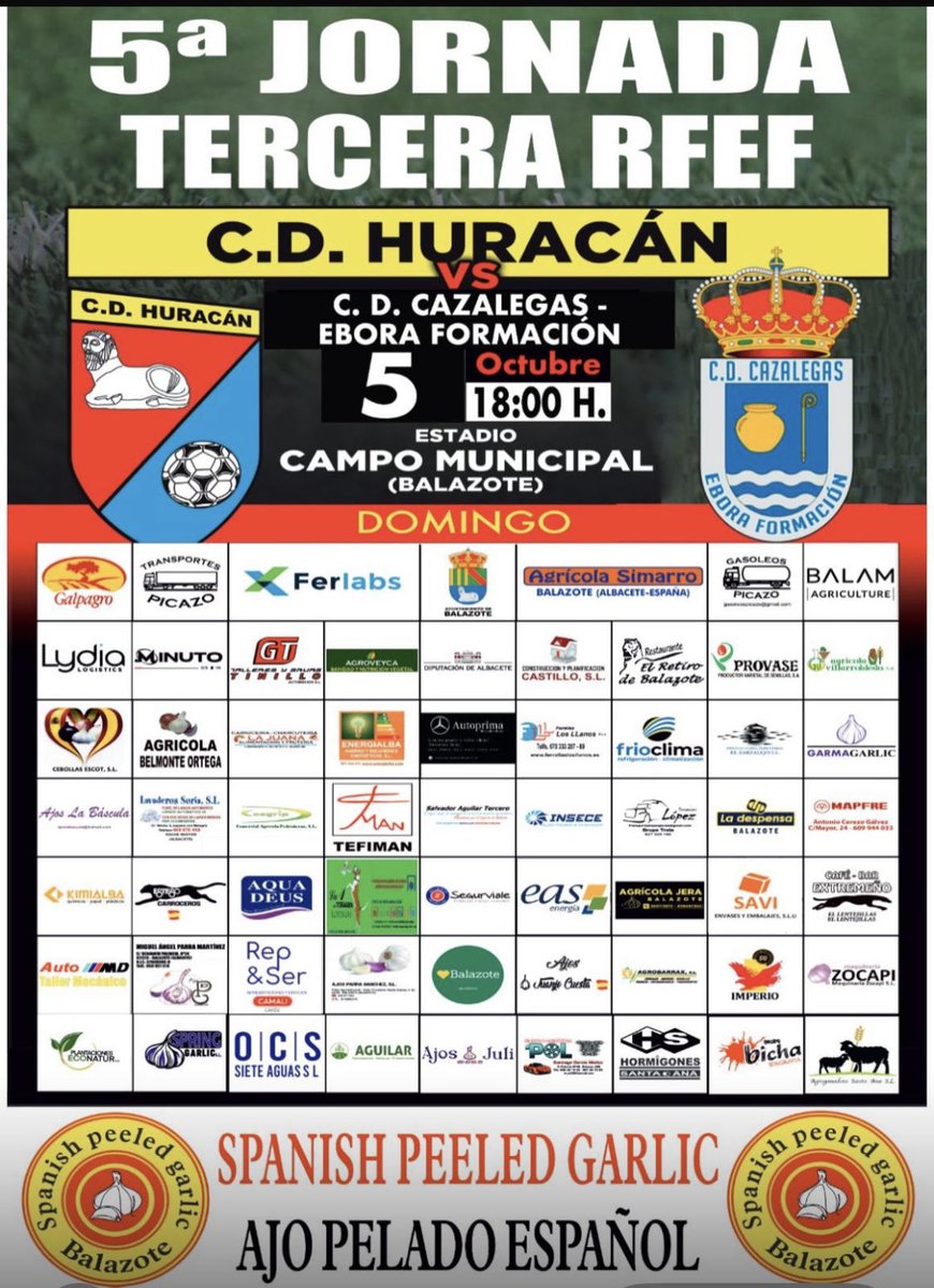 Volvemos a jugar en el Municipal 🔴🔵

🏆J5 Tercera RFEF Grupo XVIII
📆Domingo 5 de Octubre 
🕗18:00 H 
🆚<a href="/cdcazalegaseb/">CD Cazalegas Élite Ebora Formación</a> 
🏟️Municipal de Balazote 

Os esperamos AFICION 🔴🔵⚽️!!