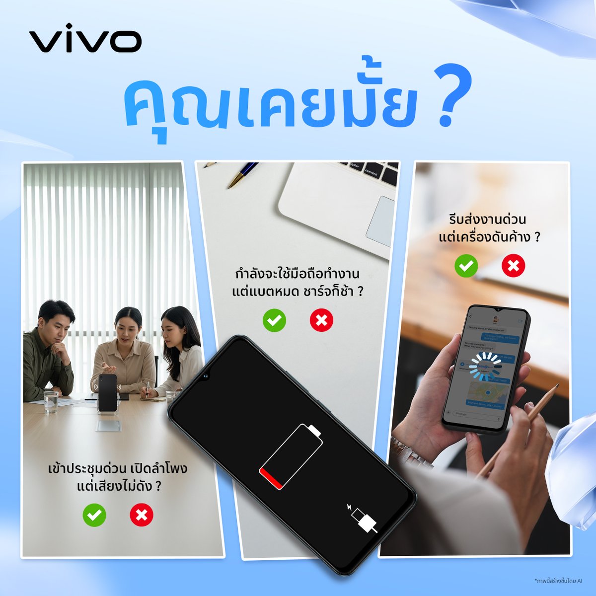 vivoThailand's tweet image. ✅ ❌ มาเช็กลิสต์กันหน่อยว่าคุณเคยเจอสถานการณ์ &quot;หัวจะปวด&quot; เหล่านี้ไหม?

เมื่อความเครียดมัน &quot;กั๊ก&quot; ความสนุกของคุณ... ถึงเวลา &quot;เปิดโหมดพัก แล้วลุยต่อ&quot; ไปกับ vivo V60 Lite  เร็ว ๆ นี้

#vivoV60Lite #เปิดโหมดพักเลิกกั๊กแล้วลุยต่อ #NonstopFun