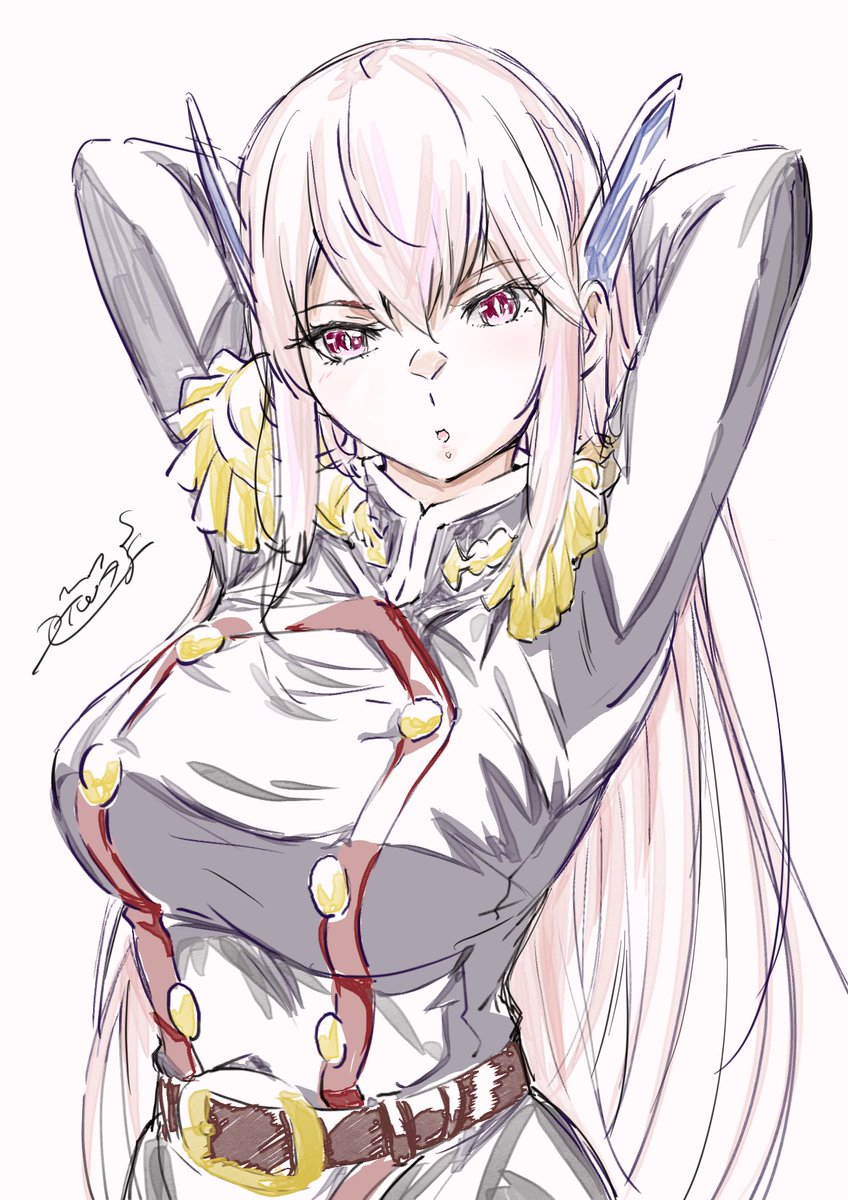 tayutayu2's tweet image. 打ちあわせ合間息抜きラクガキ
小休止、伸びの京香さん
#まとスレ #魔都精兵のスレイブ #羽前京香
#matoseiheinoslave