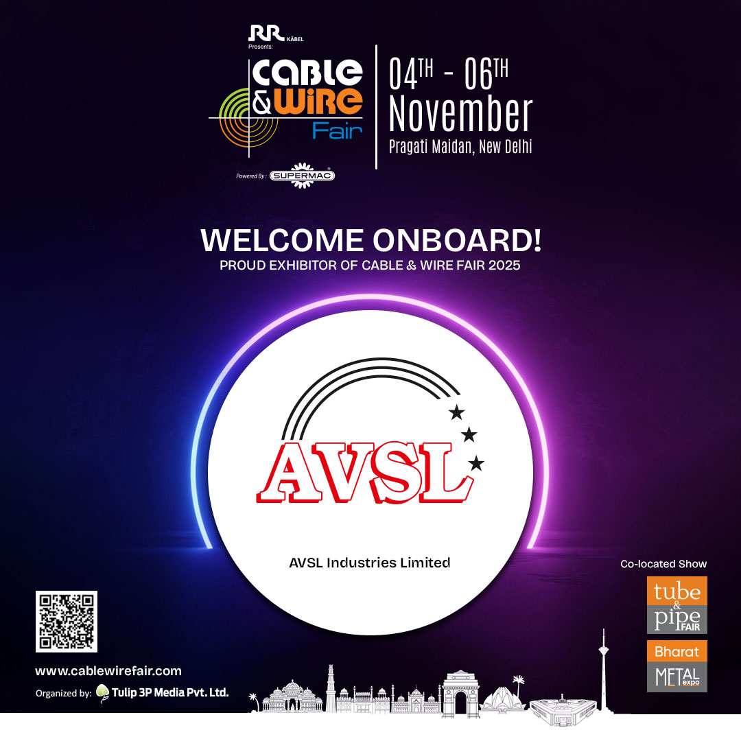 cablewirefair's tweet image. We are Honored to Welcome, AVSL Industries Ltd. at @CableWireFair 𝟐𝟎𝟐𝟓.

📅4-6 Nov 2025 |📍Pragati Maidan, New Delhi
🔗Visitor Registration: cablewirefair.com/visitor-regist…

#CableWireFair #CWF2025 #WireExpo #CableExpo #WireExhibition #WireIndustry #CableIndustry #CWF #AVSLIndustries