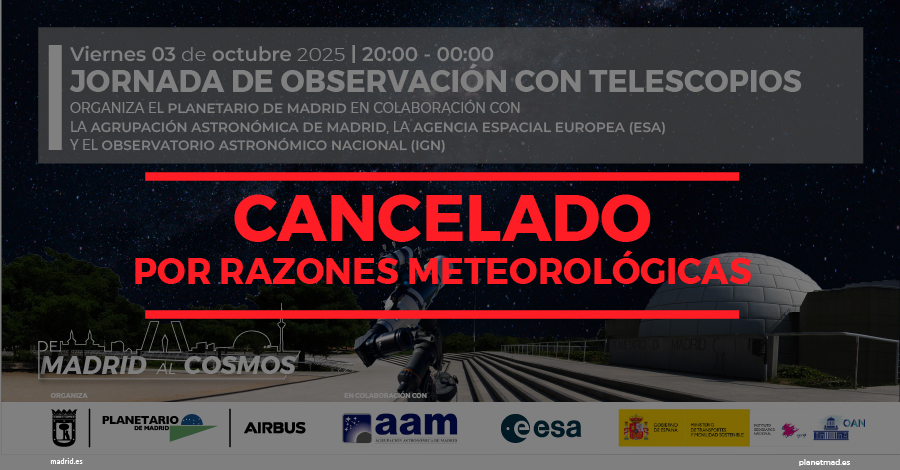 Planetario de Madrid (@planetariomad) on Twitter photo ℹ️ Las previsiones para esta noche nos obligan a tener que suspender la observación con telescopios que teníamos previsto hacer esta noche 🔭☁️🌖
Os deseamos un buen fin de semana 🫶 ℹ️ Las previsiones para esta noche nos obligan a tener que suspender la observación con telescopios que teníamos previsto hacer esta noche 🔭☁️🌖
Os deseamos un buen fin de semana 🫶