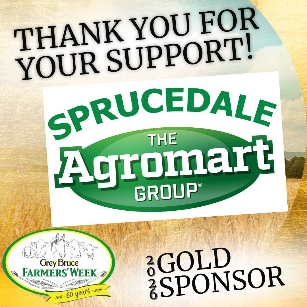 🌾 A huge thank you to Sprucedale Agromart for their Gold-level sponsorship of Crops Day at #GBFW26! Their support helps us continue bringing top-quality programming to our farming community. Learn more about them at sprucedale.com
#OntAg #FarmON #AgProud