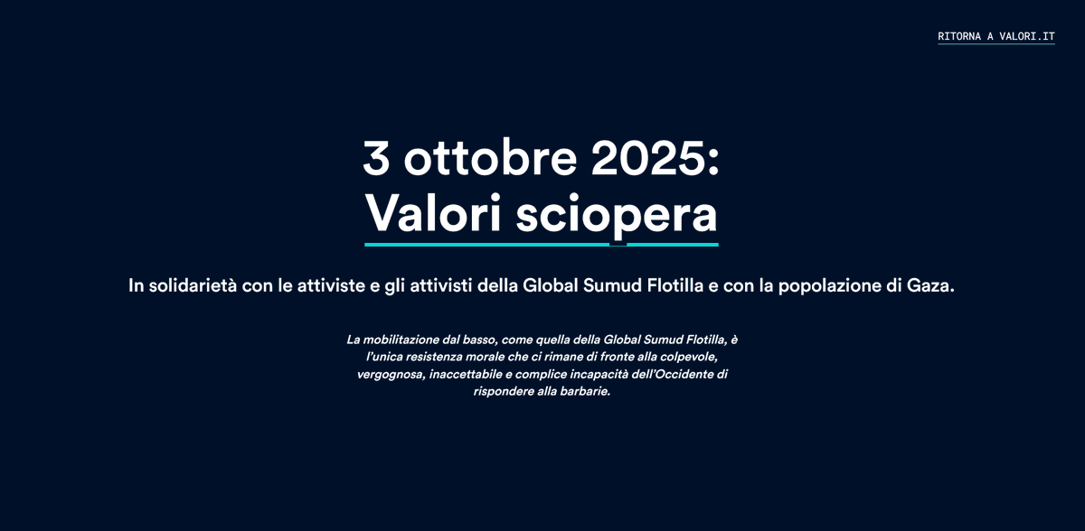 🇮🇹🇵🇸Valori sciopera contro il genocidio. Alcuni di noi saranno nelle piazze a raccontare cosa succede, altri solo a manifestare, ma il sito oggi non pubblicherà nulla. In homepage, oltre al banner, gli ultimi dossier su Gaza e Palestina.

Il posto giusto in cui lavorare, la cosa