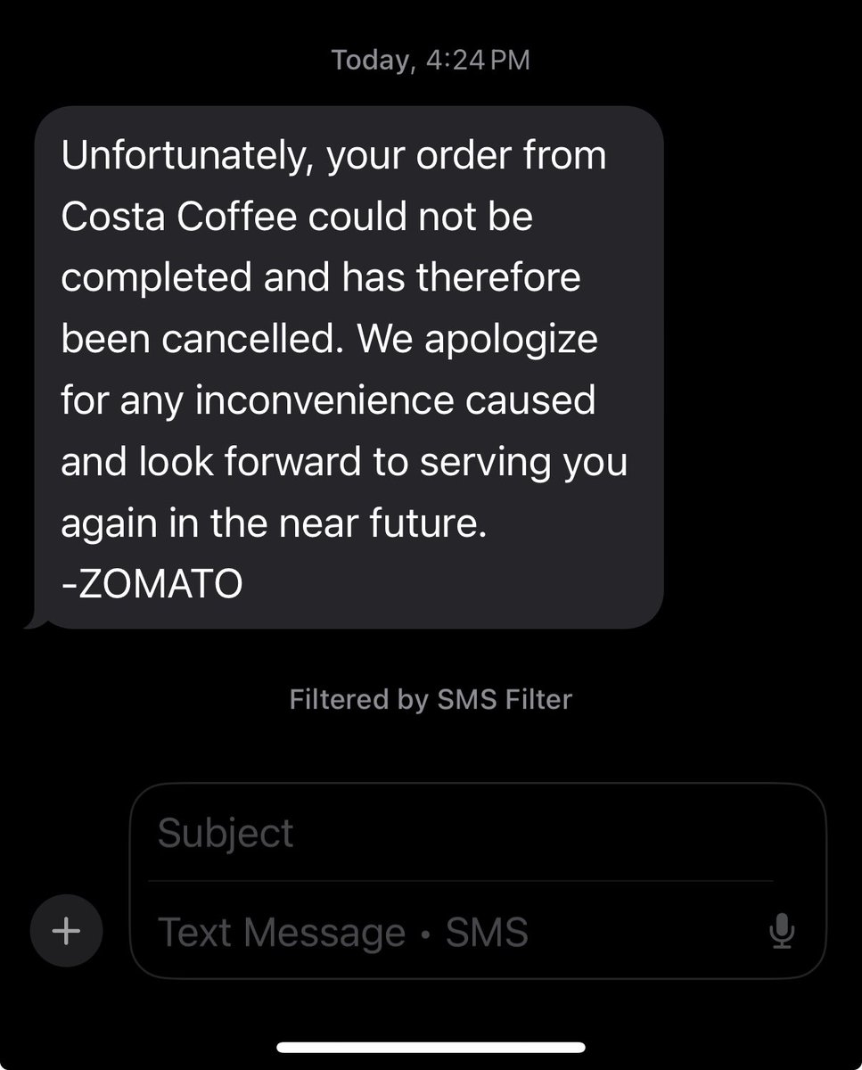 ideazfactory247's tweet photo. Meanwhile got a 3rd call from your support executive who says get refund from chat support.. I can’t get any support because chat support says the delivery guy is delivering..sms says order cancelled 
Where’s my coffee/refund @zomato @zomatocare @zomato @deepigoyal https://t.co/nrvbWMFn4J