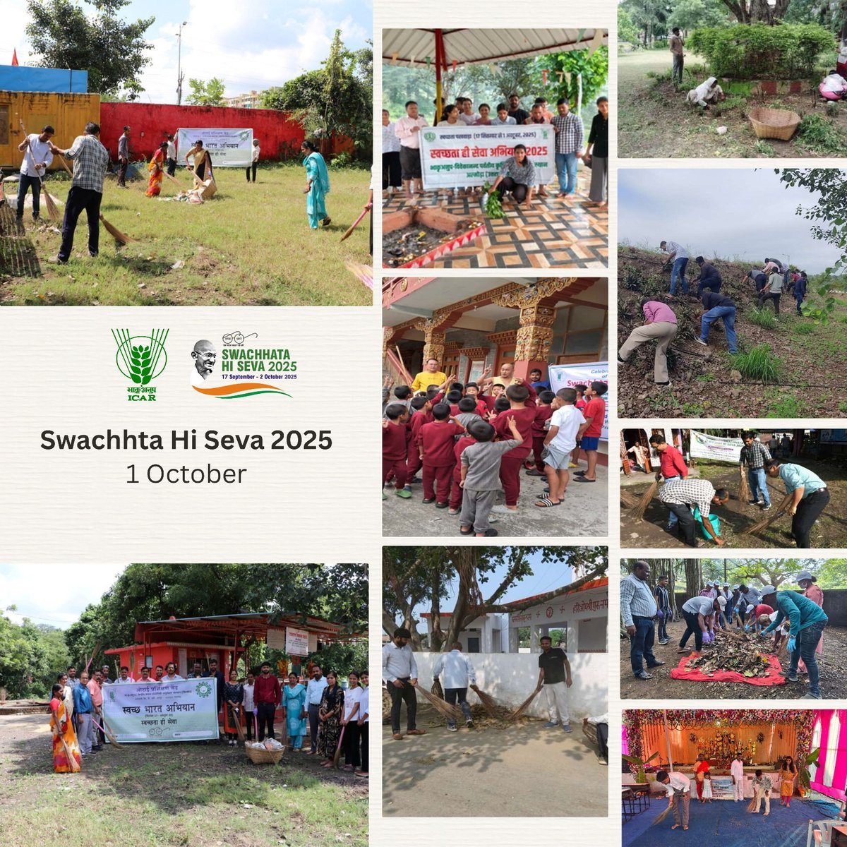icarindia's tweet image. On 1 Oct, ICAR marked #SwachhataHiSewa2025 with Religious Leader Engagement &amp;amp; Media Outreach. Cleanliness drives at temples &amp;amp; monasteries, with priests, devotees &amp;amp; students, spread the message—cleanliness is both civic duty &amp;amp; spiritual responsibility.
#SpecialCampaign5   #ICAR