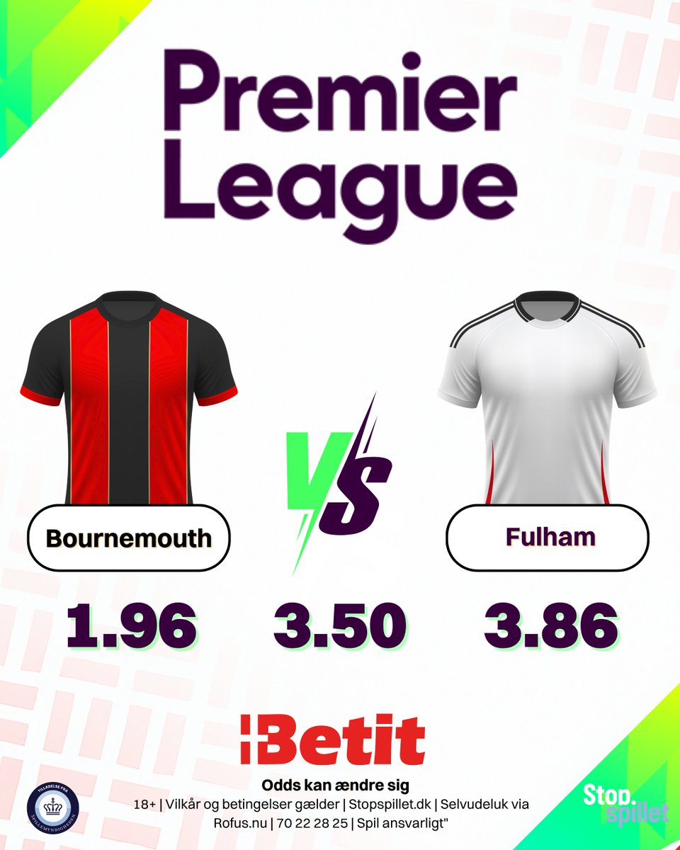 🚨 Premier League drama!
Oddsene siger knivskarpt opgør mellem Bournemouth og Fulham 🔥