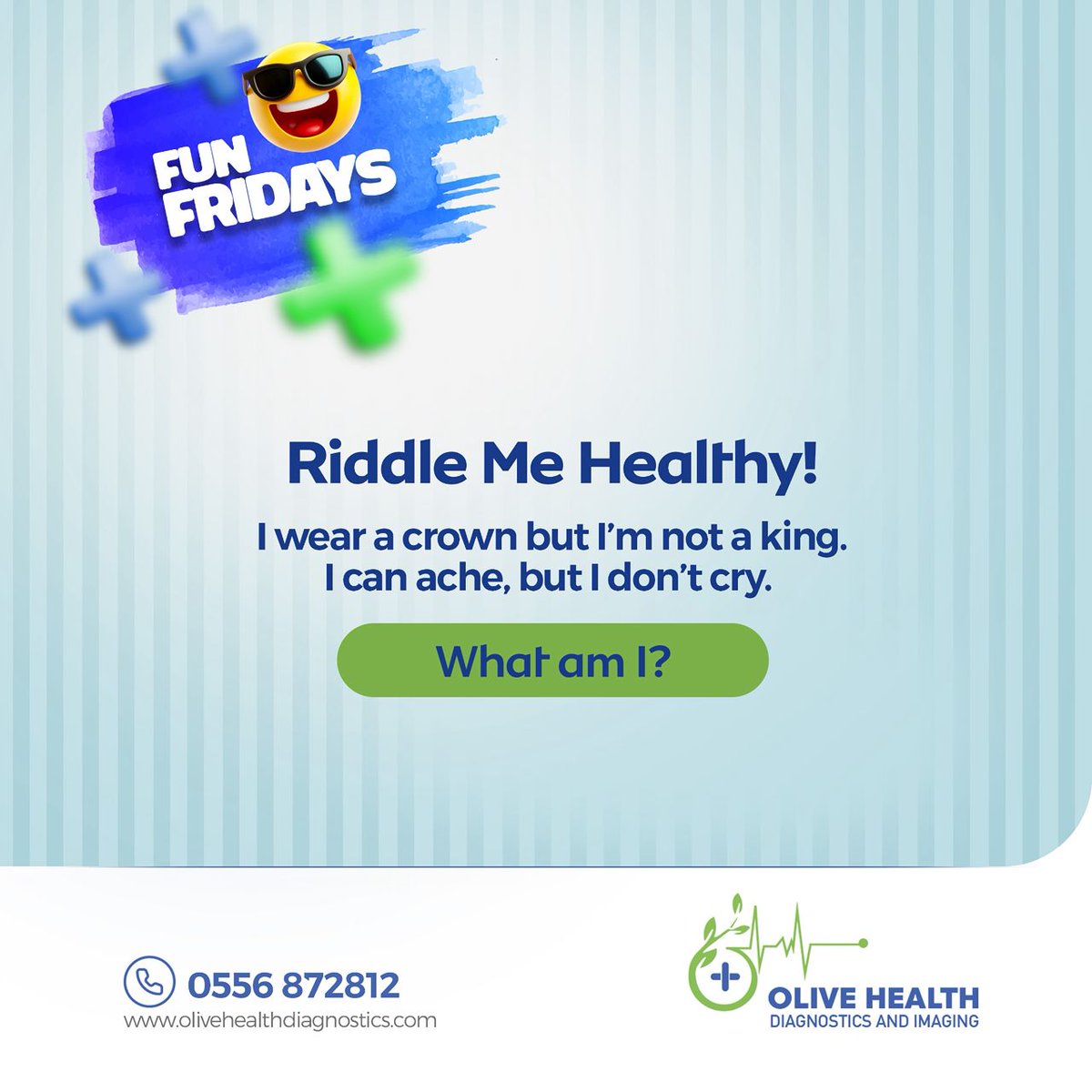 olivehealthgh's tweet image. Fun Fridays😎💃
#olivehealthdiagnosticsandimaging #fridayvibes #riddlechallenge