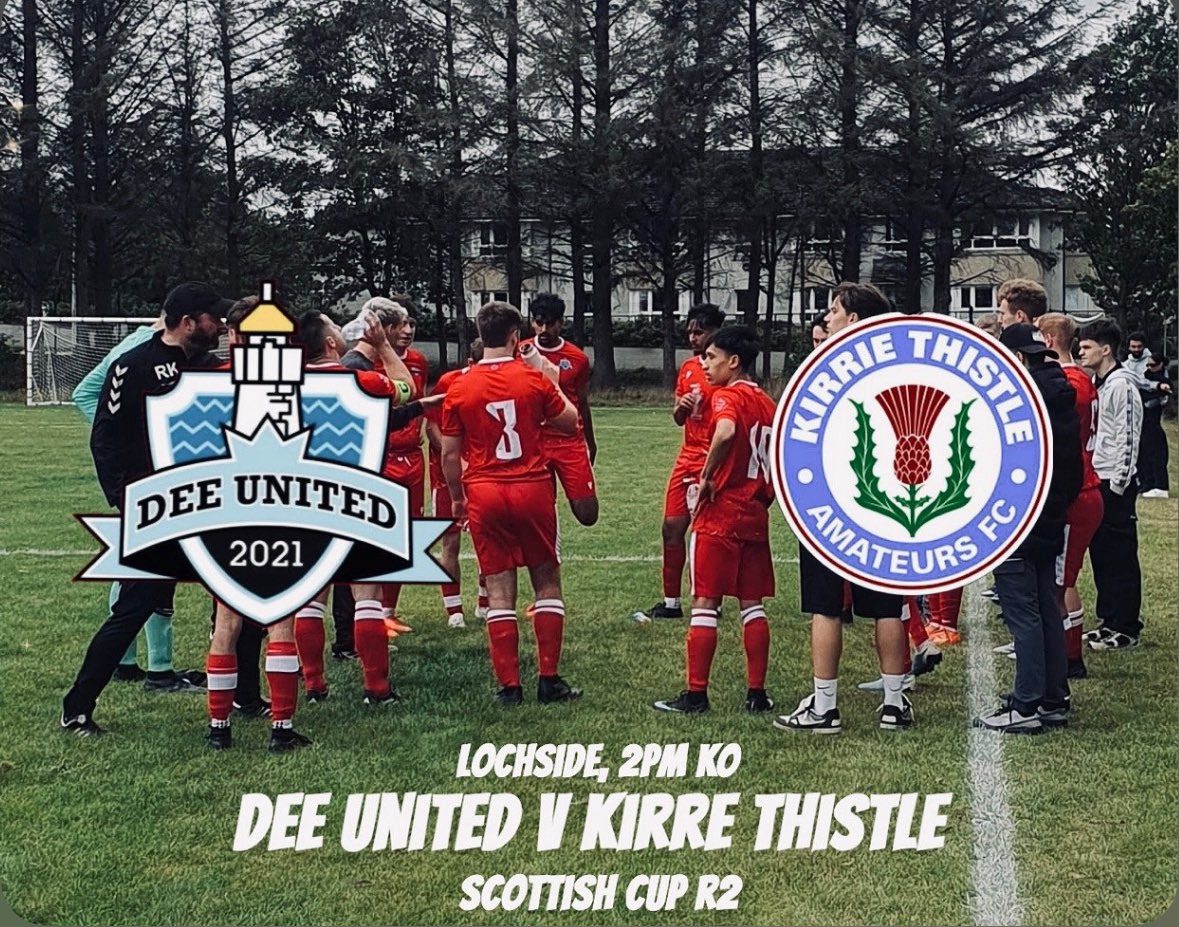 DeeUnited_FC's tweet photo. This weekend is the biggest game for the club as we enter the second round of the Scottish amateur cup against Kirrie Thisle at Lochside KO 2 PM โ
Come along and get behind the team for what could be a historic day for the club ๐
#DeeItAndBeUnited #CupFever #DEEKIRRIE https://t.co/hd8u029UJe