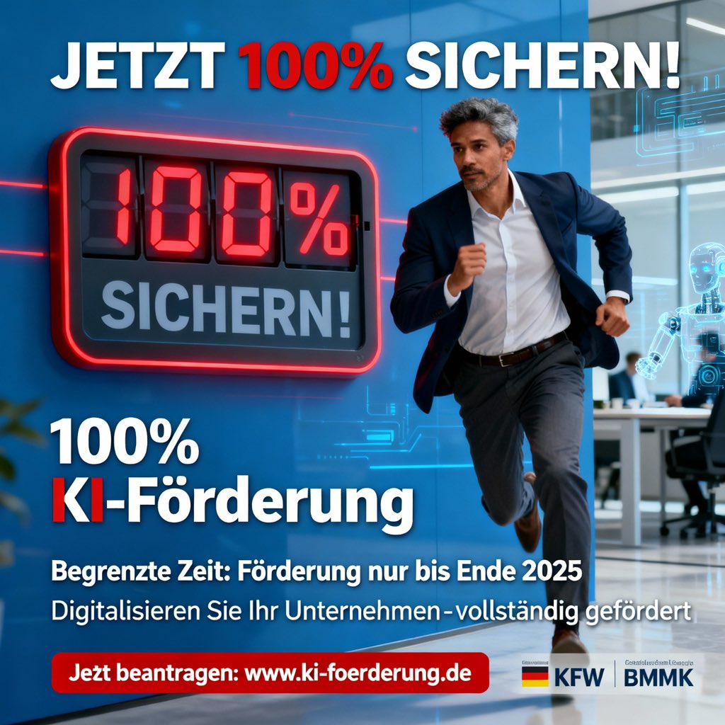 cryptosniper111's tweet photo. 💡 KI-Förderung in Deutschland – jetzt Chancen nutzen! 🚀🇩🇪

Long Text:
Deutschland investiert massiv in die Zukunft von Künstlicher Intelligenz (KI) – und unterstützt Unternehmen, Selbständige und Bildungsträger mit attraktiven Förderprogrammen. Ob BAFA, ESF oder regionale Förderinitiativen: Bis zu 80–90 % der Kosten für KI-Schulungen, Beratungen oder die Implementierung smarter Technologien können übernommen werden.

👉 Für Selbständige bedeutet das: Zugang zu professionellen Weiterbildungen und Beratung, ohne das volle Kostenrisiko zu tragen.
👉 Für Unternehmen: Wettbewerbsvorteile sichern, Mitarbeiter fit für die digitale Zukunft machen und neue KI-Prozesse effizient einführen.
👉 Für Bildungsträger und Berater: Zertifizierung ermöglicht die Teilnahme an staatlichen Programmen – und damit langfristige neue Kundengruppen.

📊 Gerade kleine und mittelständische Unternehmen profitieren von diesen Programmen, da sie oft zögern, in neue Technologien zu investieren. Mit Fördergeldern wird der Einstieg deutlich erleichtert.

✨ Fazit: Wer KI-Förderung in Deutschland nutzt, spart nicht nur Kosten, sondern verschafft sich einen echten Vorsprung im digitalen Wandel.

⸻

Tags:
#KIFörderung #Digitalisierung #Fördermittel #KünstlicheIntelligenz #Innovation #ZukunftGestalten #FörderungDeutschland #KMU #Bafa #ESF #Weiterbildung #KI #TechFunding #DigitalFuture #Unternehmensförderung #Selbstständig #KIinDeutschland