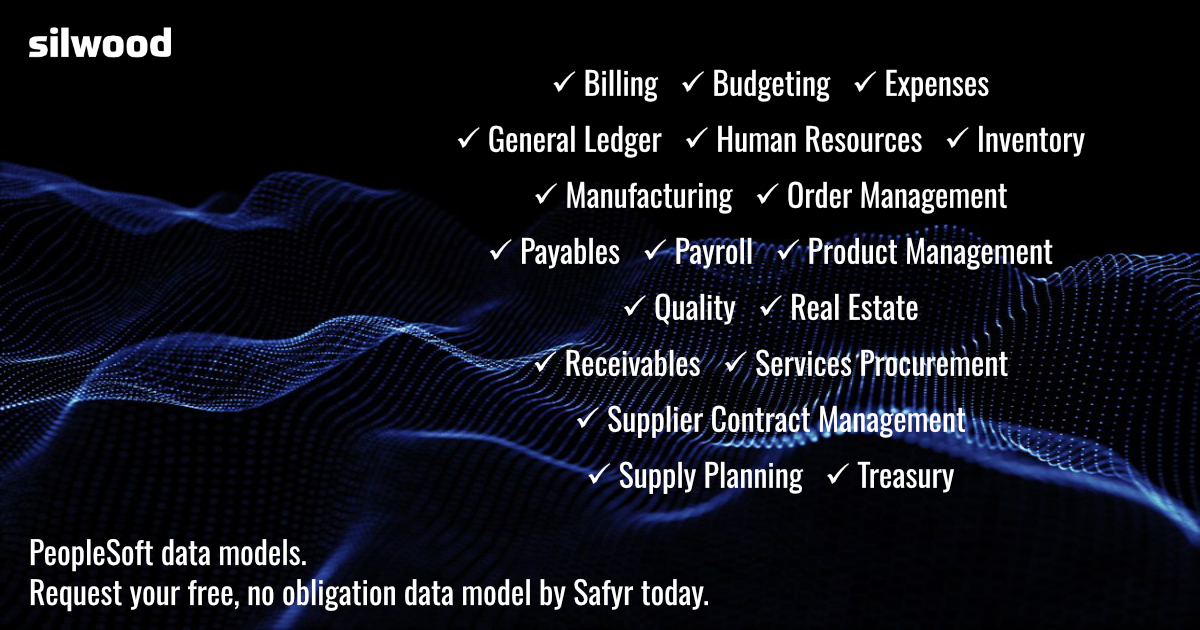 Silwood_Safyr's tweet image. PeopleSoft data models. Request your free, no obligation data model by Safyr today. ow.ly/wWxe50WI8ma #DataModel #DataModeling