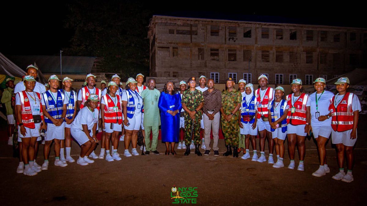 nysc360's tweet photo. Camp group pictures with the Director General of NYSC, Brigadier General Olakunle Oluseye Nafiu, during his visit to the NYSC Lagos Orientation Camp in Iyana-Ipaja, yesterday.

#afterlagosnastilllagos #thisislagos #lagosnigeria #NYSC #servicewithsauce #nysclagos #NYSC #Batch2025 #ourvibrantcamp #VibrantLagos