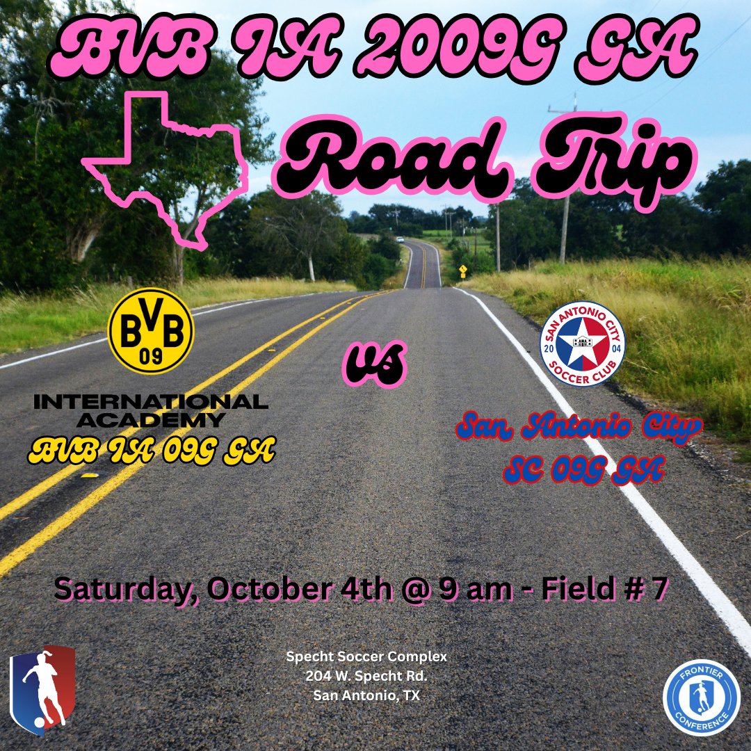 Road trip down to San Antonio for our next <a href="/GAcademyLeague/">Girls Academy</a> game against <a href="/SACity09GA/">SA City 09 GA</a>. Let’s go BVB! <a href="/bvbiantx/">BVB International Academy North Texas</a> <a href="/bvbiaa/">BVB IA North Amercia</a> <a href="/ImYouthSoccer/">ECNL/GA/Recruiting/College Soccer</a>  <a href="/TopDrawerSoccer/">TopDrawerSoccer</a> <a href="/PrepSoccer/">Prep Soccer ⚽️</a> <a href="/PrepSoccerTX/">Prep Soccer Texas</a> #bvb09gga #soccer #letsgo #soccergirls #soccerrecruit #girlsacademyleague