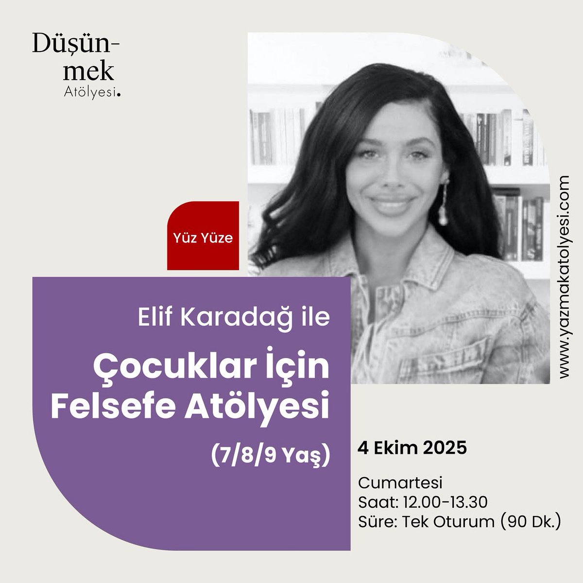 Elif Karadağ ile Çoçuklar İçin Felsefe Atölyesi 4 Ekim Cumartesi (Yarın) saat 12.00’de. Tek oturum olacak atölyede Arnold Lobel’ın “Çekirge’nin Yolculuğu” kitabı temel metin olarak ele alınacak.

Atölye detayları ve kayıt için :

yazmakatolyesi.com/urun/cocuklar-…