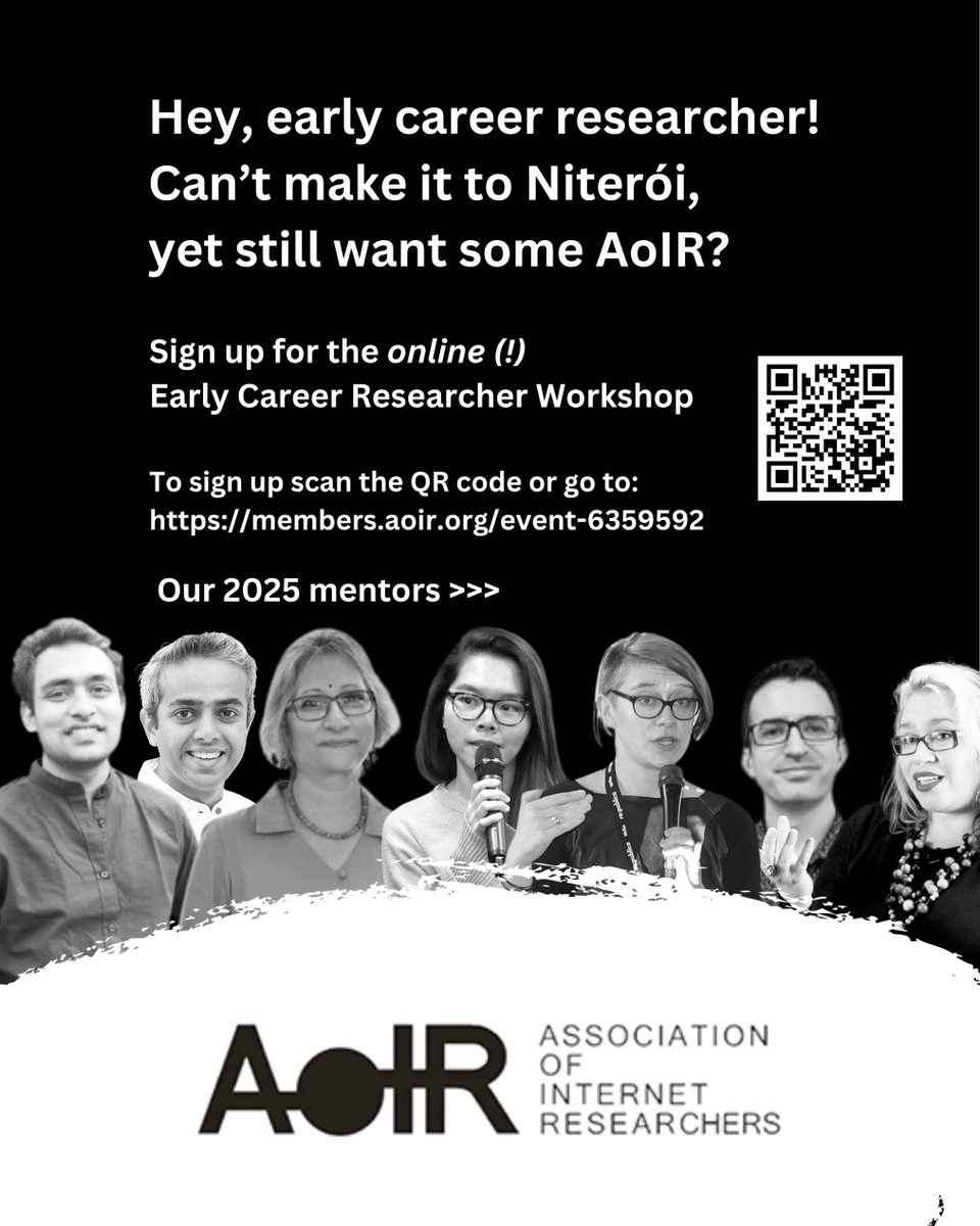 EeDanhi's tweet photo. If you’re unable to make it to Niterói for AoIR this year, but still want to get a taste of AoIR - sign up to take part in the ONLINE EARLY CAREER WORKSHOP, on *Monday, 13 October,  11:30am-2pmUTC.  Register here until 10 October>> https://t.co/CFiuFc7CcU https://t.co/S3l2J68sXJ