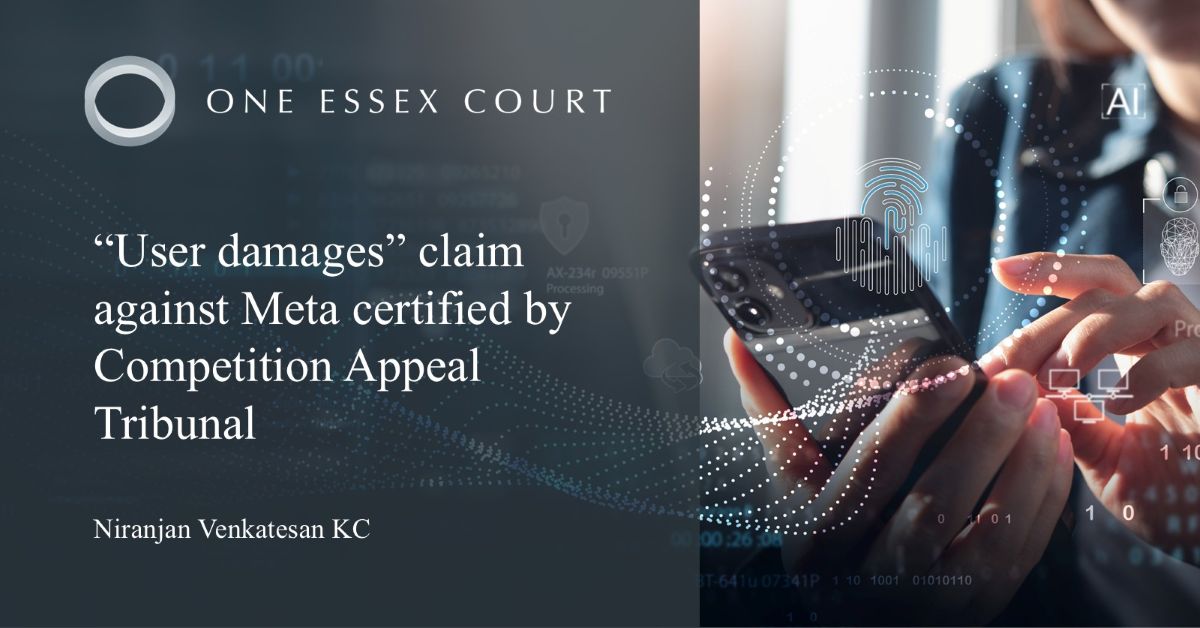 Niranjan Venkatesan KC appeared for the successful applicant in Gormsen v Meta [2025] CAT 55 in which the Competition Appeal Tribunal considered the availability of “user damages” under the Competition Act 1998. For the full article and the judgment: oeclaw.co.uk/news/view/user…