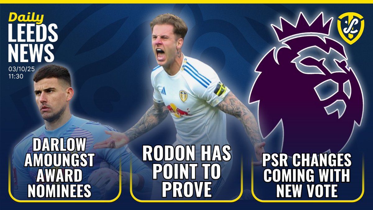 iGerLynch's tweet image. Todays Leeds United News (Oct 3rd)
youtu.be/rW4fFDdLlg8
- Rodon Has Point to Prove 
- PSR Changes Coming 
- Darlow and Stach Monthly Award Nominees 
- Dan James Update 
- International Call Ups 
- Under 21s in Action
#lufc  #leeds #leedsunited #epl #psr #49ers