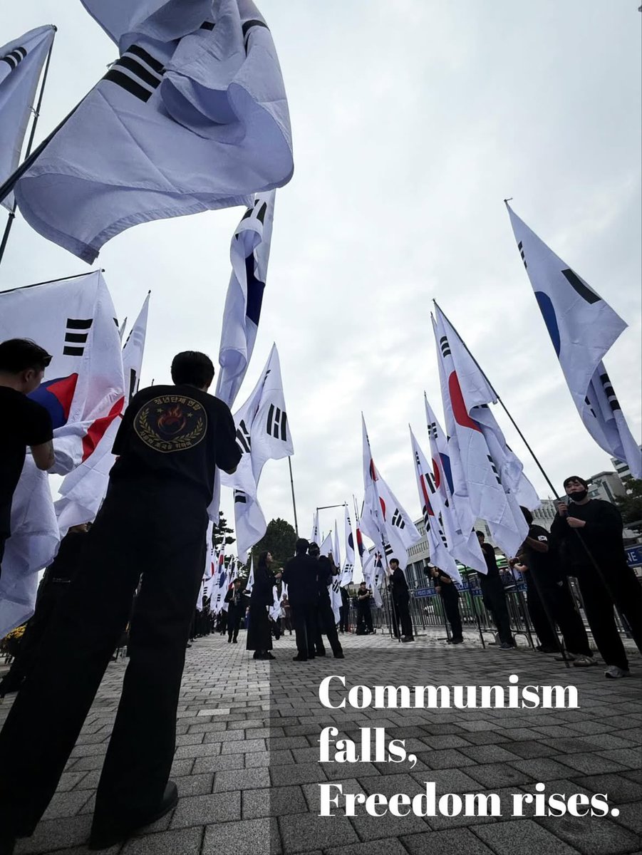 tissuehome's tweet photo. 🇰🇷 National Foundation Day! Korean youth march with Taegeukgi, defending 5,000 years of history against CCP! Freedom stands tall! #SaveKorea #CCPOUT #CCPinfiltration #FreeYoon #StoptheSteal #MAGA #MKGA #NoCommunism #AntiCommunism 
@realDonaldTrump @GordonGChang @ColonelRETJohn2 https://t.co/fHZMwrSltI
