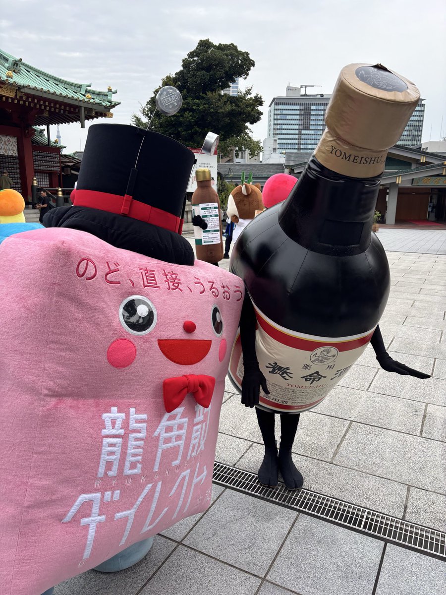 euk_h_fripon's tweet photo. 正露丸くんにも養命酒のビンくんにも会えた！！みんな参拝してて可愛かった！！ https://t.co/WdSMfLrmDF