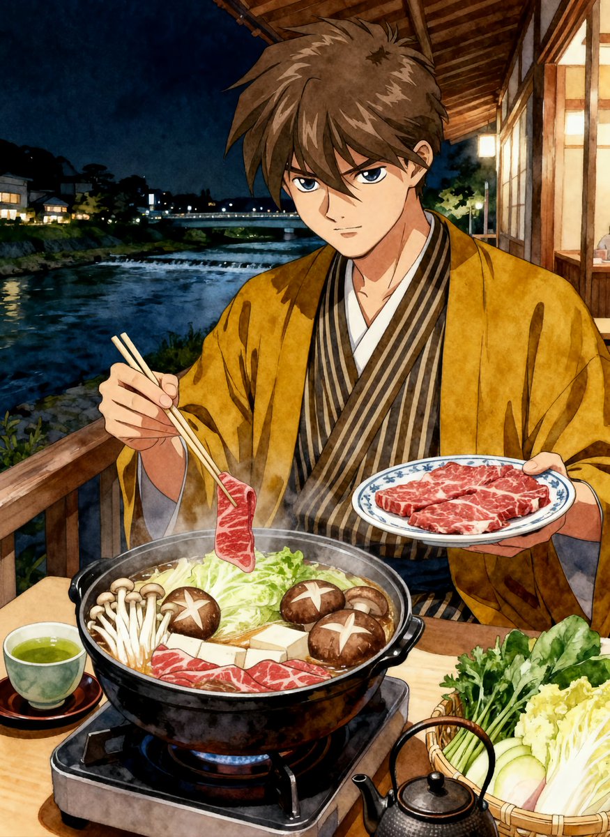 華金の夜は美味い食事に限る。
肉が固くならないうちに早く食べろ🥩

ヒイロ | 納涼床のすき焼きディナー
ガンダムW GundamWing