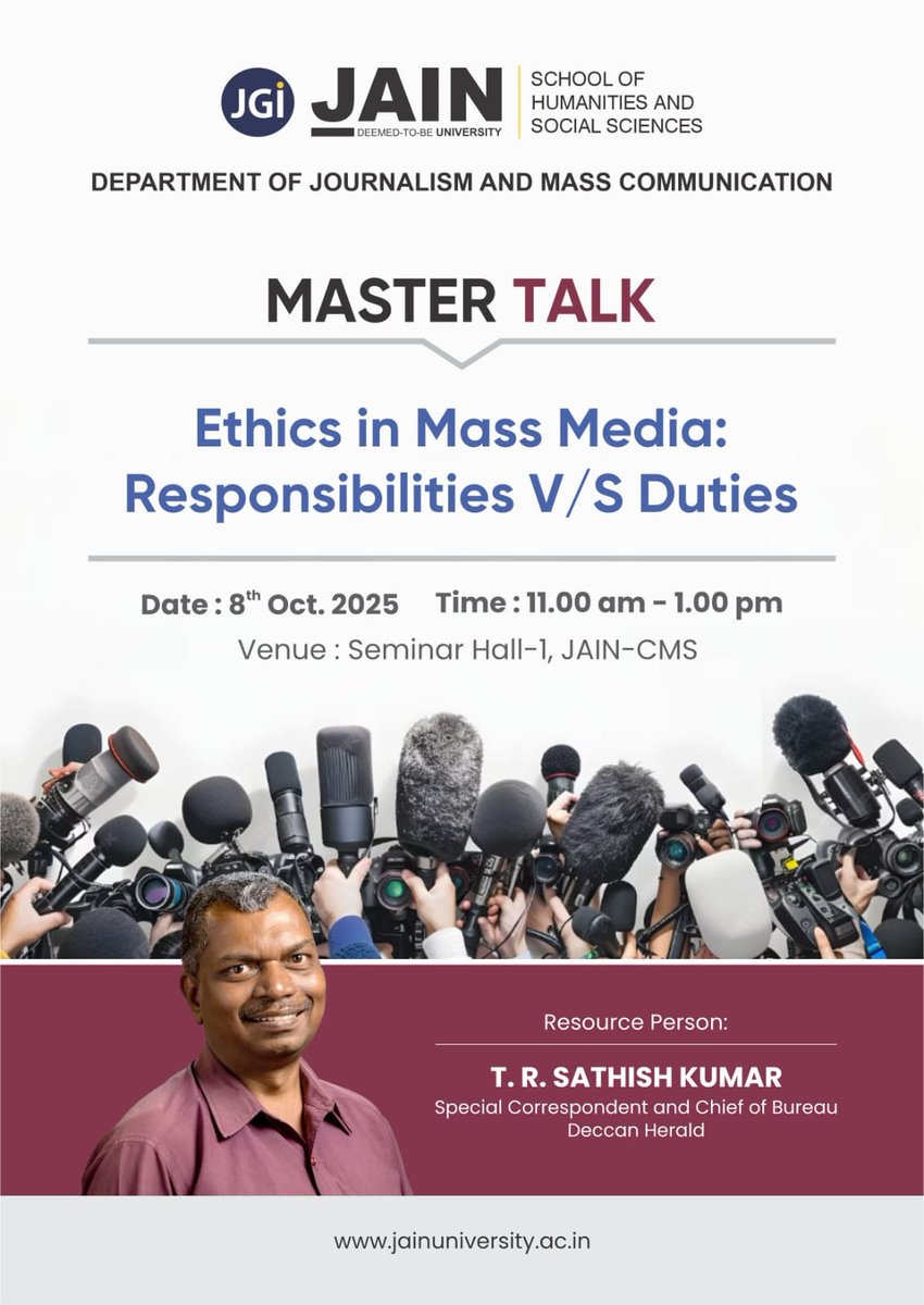 satishDHmdy's tweet image. #media #mediastudies #academics #pop #industry #IndustryInteraction #education #students #ethics #duties #responsibilities #socialresponsibility #ProfessionalResponsibility #jaindeemedtobeuniversity #departmentofjournalismandmasscommunication