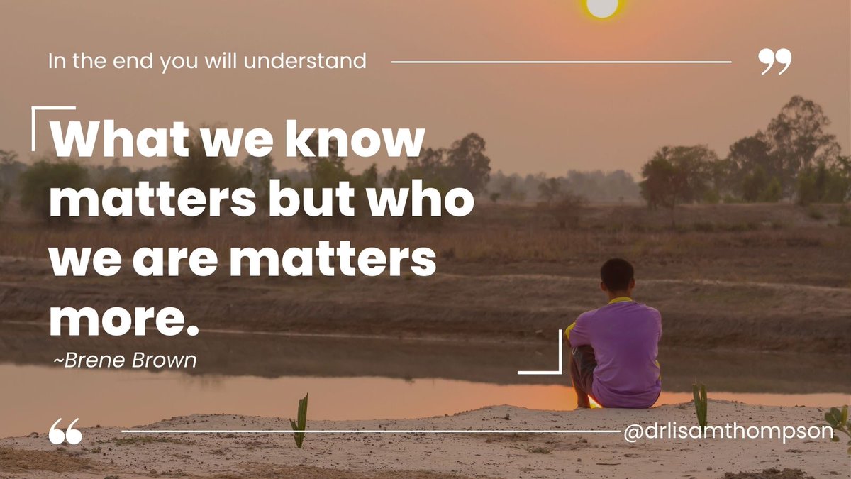 DrLisaThompson's tweet photo. What we know is important, but who we are matters more.
Bring your true self to your leadership and business.
Like and follow for tips on authenticity. #AuthenticLeadership #PersonalIntegrity https://t.co/bHtyWk5A21