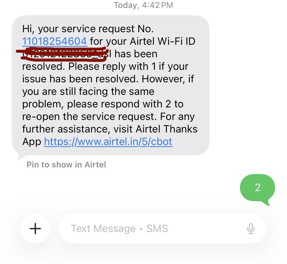 a_spycoder's tweet photo. What they did is closed the request without any resolution. @airtelindia @Airtel_Presence @airtelnews.

Perfect solution without any resolution. https://t.co/PLrbdlymSj