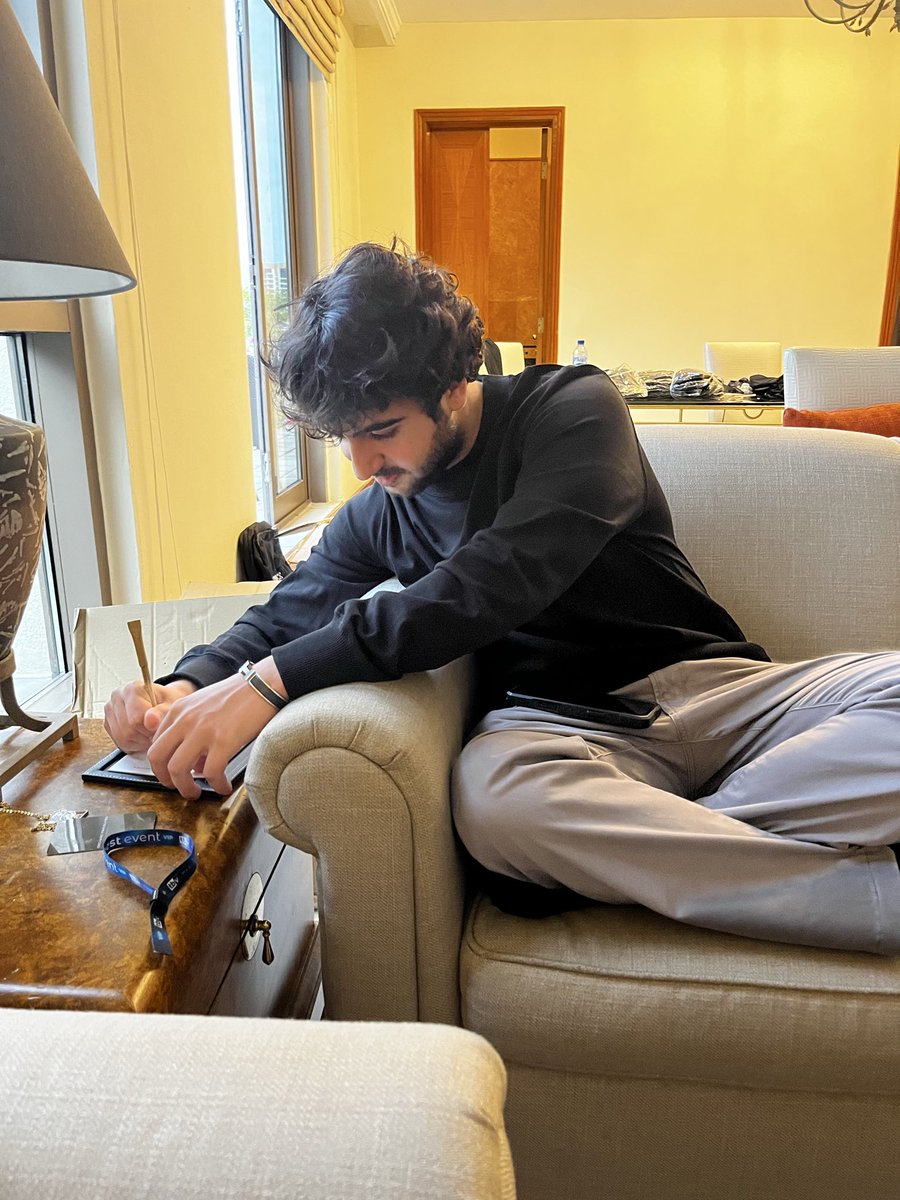 What is Abhi writing?

Wrong answers only