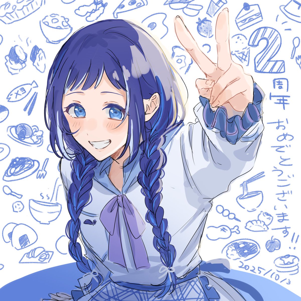 #ごまうらめにゅー
②周年おめでとうございます！😭💙
美味しいものた〜くさん食べてください( ✧ ̫ ✧ )🍴