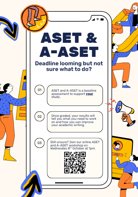 UCBLibraryCASE's tweet photo. Calling all UCB students...

Book in for our introduction to ASET and A-ASET workshop on Wednesday 8th October at 1pm.
https://t.co/9AZbKs5xaY

@UCBofficial @UCB_Admissions @ucbguild @UCBChildEd @UCBtourism @UCBfoodcourses @UCBhospitality @UCBbusiness https://t.co/gCdgmDFxOS