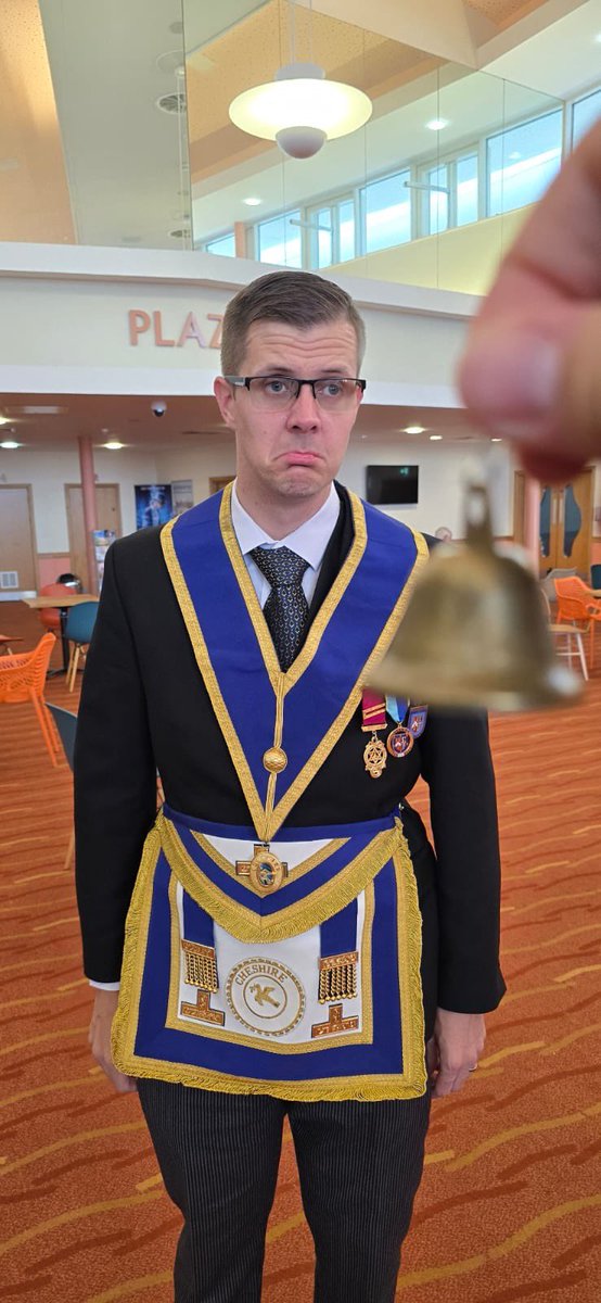 😁 It was the Provincial Grand Lodge meeting of <a href="/CheshireMasons/">Cheshire Freemasons</a> this week, and guess who forgot their bell!

🔔 When members of <a href="/CommsLodge/">Communications Lodge</a> are out and about we’re required to carry a bell or pay a fine… 🍺 

Despite this, Chris and all members of Comms Lodge had a great day!