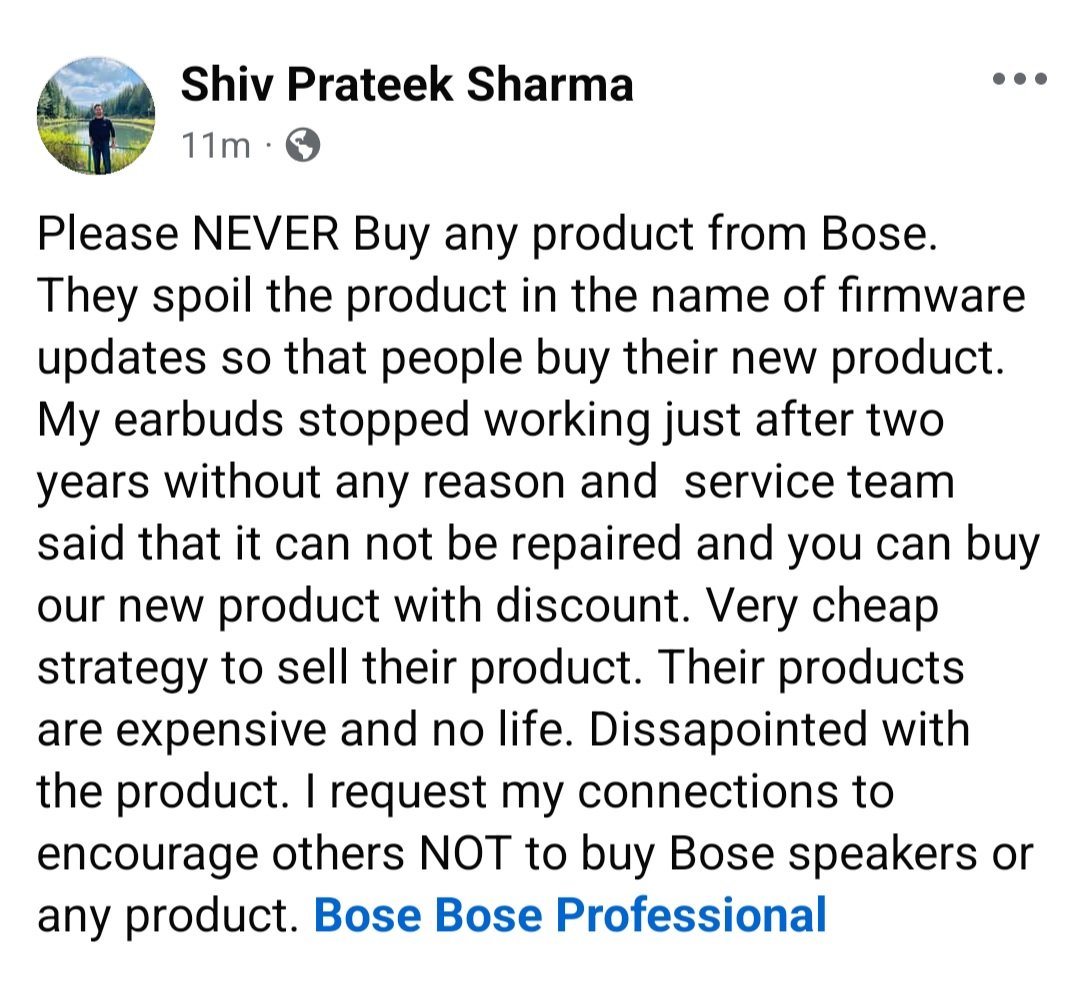 lovingshiv's tweet photo. Please DO NOT BUY BOSE and Retweet as much as possible. The company is looting people. Dont waste your money
@Bose @BoseService https://t.co/mi6I42MIHH