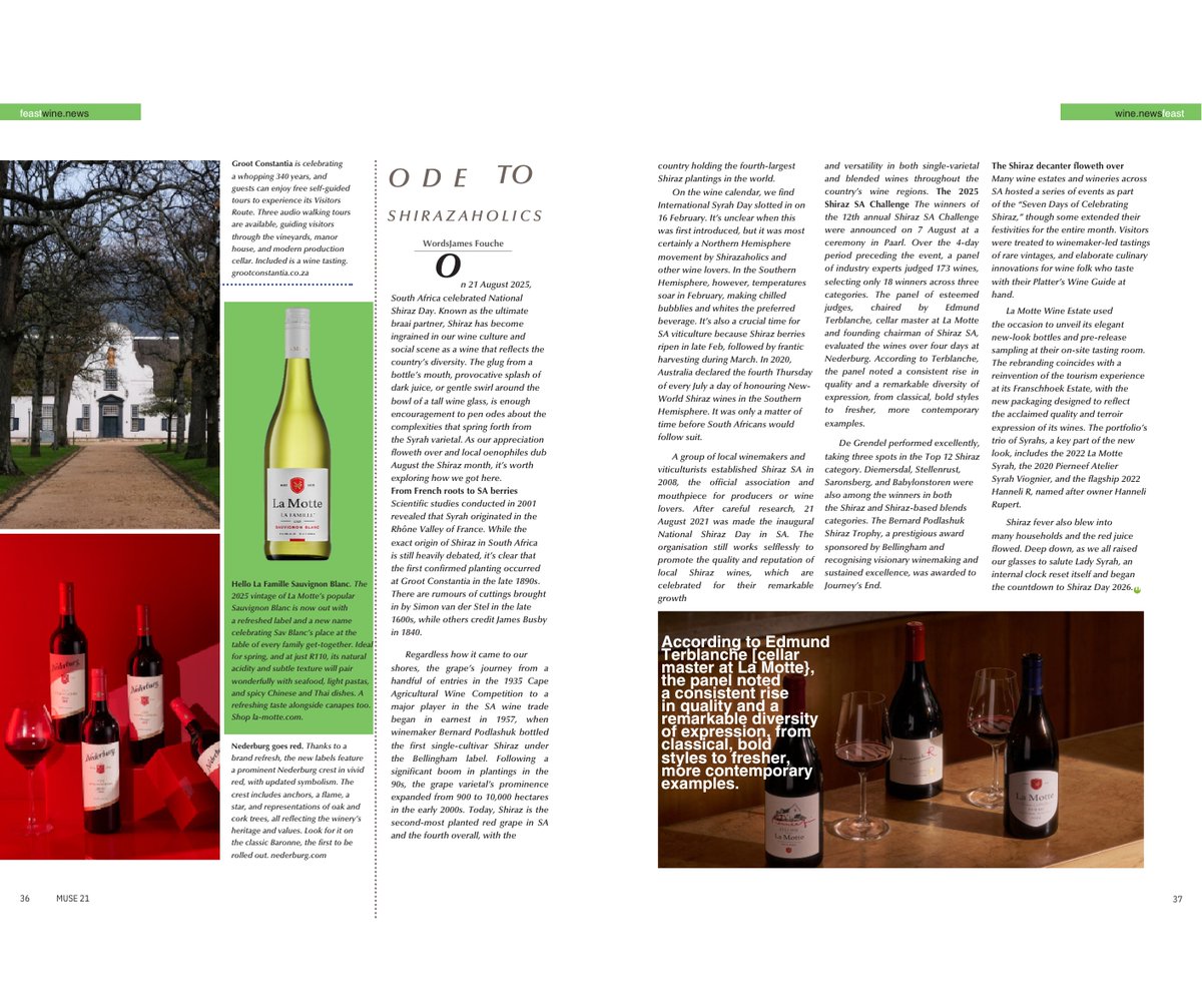 Here's my latest wine article about Shiraz Day in Muse Magazine.

South African winemakers, estates, and PR agencies looking to reach a broader lifestyle audience, send me a DM. Happy to connect.

hashtag#southafrica hashtag#wine hashtag#SAWine hashtag#winemakers hashtag#PR