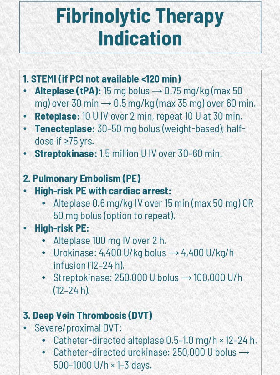 MEDUnlocked's tweet photo. Fibrinolytic therapy🌞 https://t.co/HPAP8WCAMi