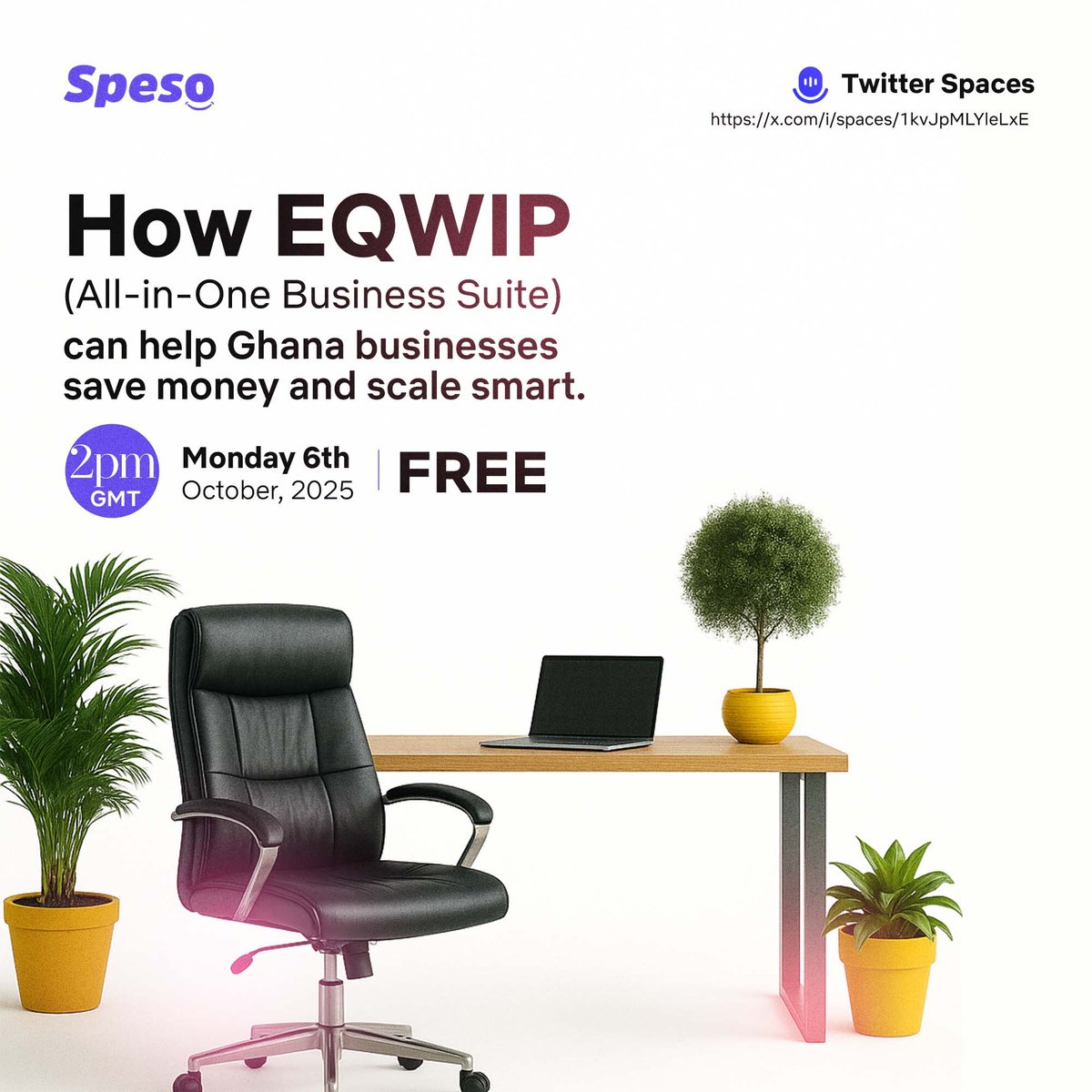 spesohq's tweet photo. 🚀 Join us LIVE!
💡 Whether you’re a startup, SME, or enterprise, this session will show you how to save time, reduce costs, and grow smarter with Speso.
📅 Save the date: 05 October, 2pm
 📍 On X (Twitter Space)
 🔗 https://t.co/PXCCEORCub

#Ghana #SMEs https://t.co/TidUIflA6W