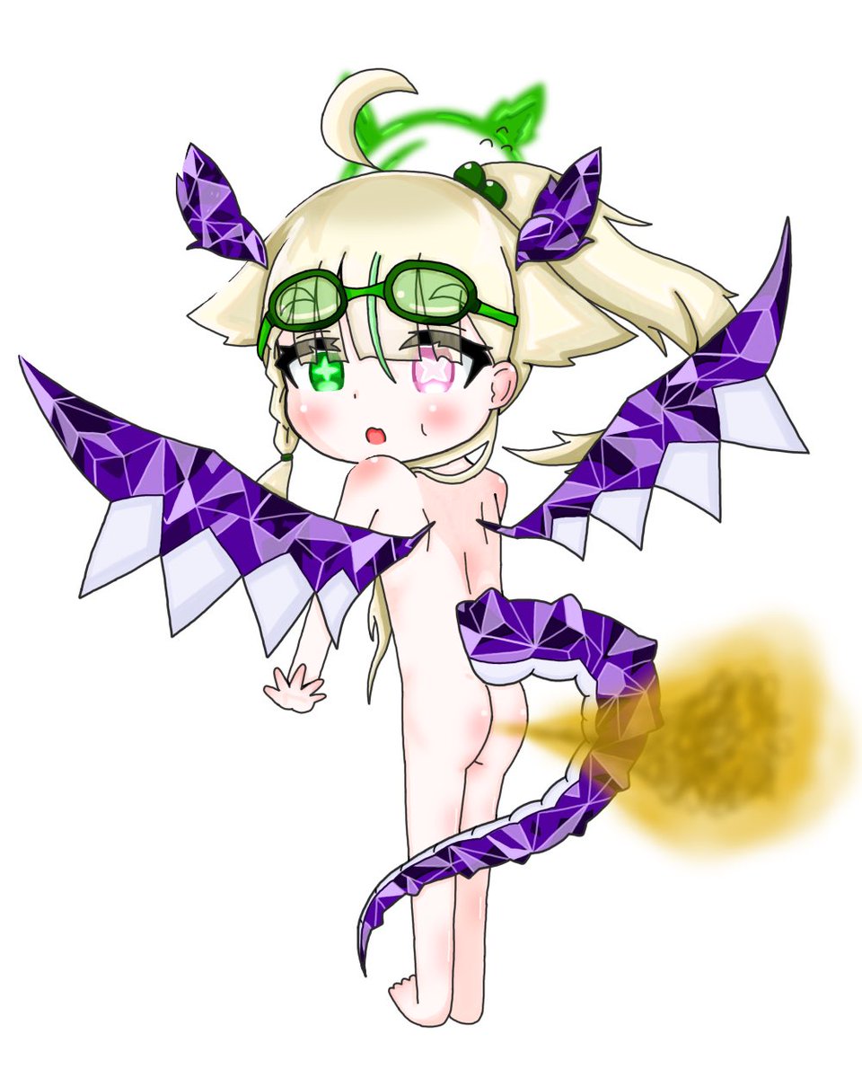 ricemoon_88's tweet image. 過去絵の龍娘ちゃんそのまま流用でぷーさせちゃいました…#おなら #fart #イラスト