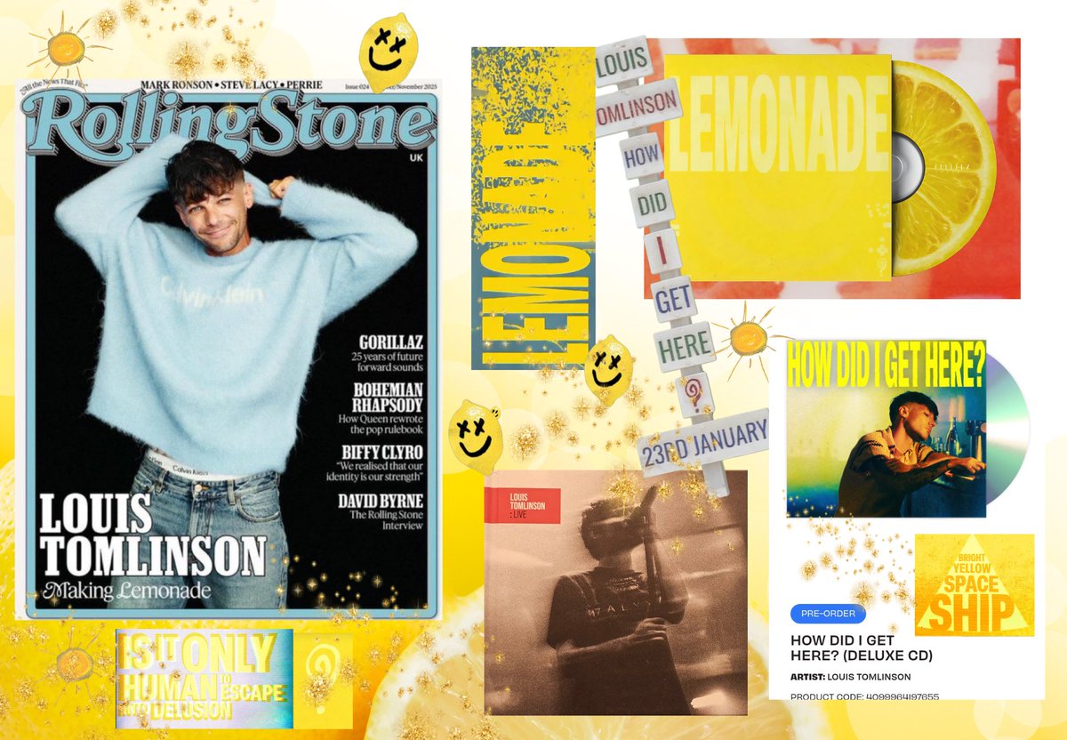 LouAusNZUpdates's tweet photo. ✨ GIVEAWAY TIME ✨
ONLY OPEN TO AUSTRALIA/NEW ZEALAND RESIDENTS (we will do another giveaway open to more very soon) 
Win this ultimate Louis Tomlinson fan package to celebrate the release of Lemonade, upcoming album, and  Rolling Stones magazine cover. It features: 
🍋 Lemonade single
📀 Pre-order of How Did I Get Here? (Deluxe CD)
📖 Rolling Stone UK (Louis cover)
🎶 Louis Tomlinson: Live CD
@Louis_Tomlinson
@LTHQOfficial
To enter:
1. Like & RT this post
2. We would love you to follow us but not a necessity. 
3. Share where you are  streaming, + drop a link in the comments to share with others.  Please also say where you are a resident of (Only Aus/NZ) 
4. We also ask you to use these hashags when retweeting or commenting. 
 #HowDidWeGetHere
#LouisLemonade #Lemonade #StreamLouis 
The competition will run until midnight AEST  on the 11th of October. Draw will take place on Sunday, the 12th.
We ask that all requests be completed to make it fair. Thank you. Good luck to all 🍀🍀