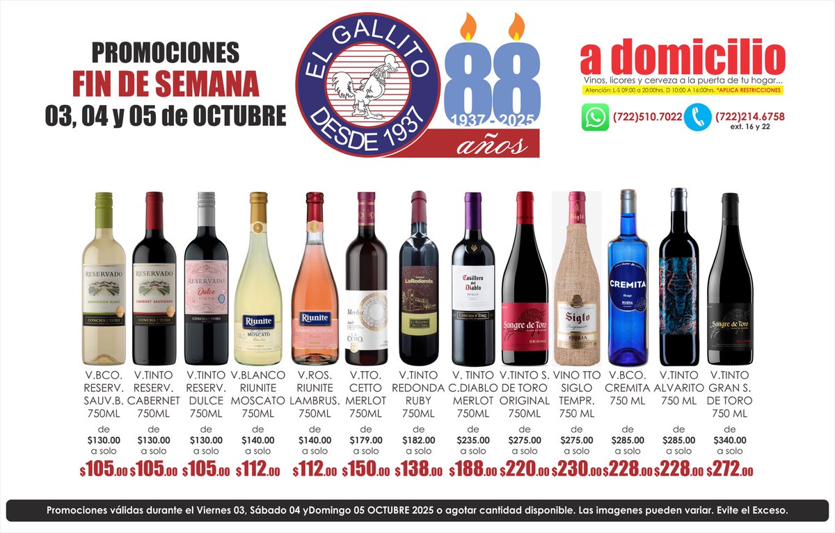 vinoselgallito's tweet photo. Finde!
#arette #cavadeoro #campoazul #teremana #patron #purasangre #cascahuin #donjulio1942 #reservadelafamilia #amatiteña #satryna #riunite #cetto #laredonda #marquesdecaceres #santotomas #baronbalche #luiscañas #emina #montexanic #mariatinto #matarromera #icaro #amigallitos https://t.co/KwmAiws226