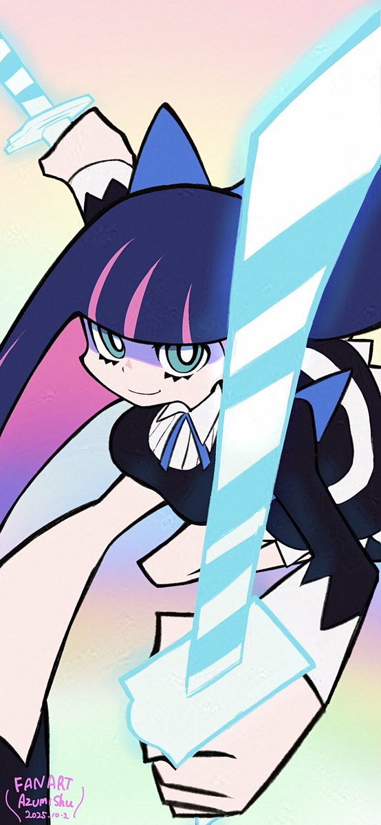 アナーキー・ストッキング 「①→② 壁紙にして遊べます! #Newパンスト #NewPSG」|阿住 周　Azumi Shuのイラスト