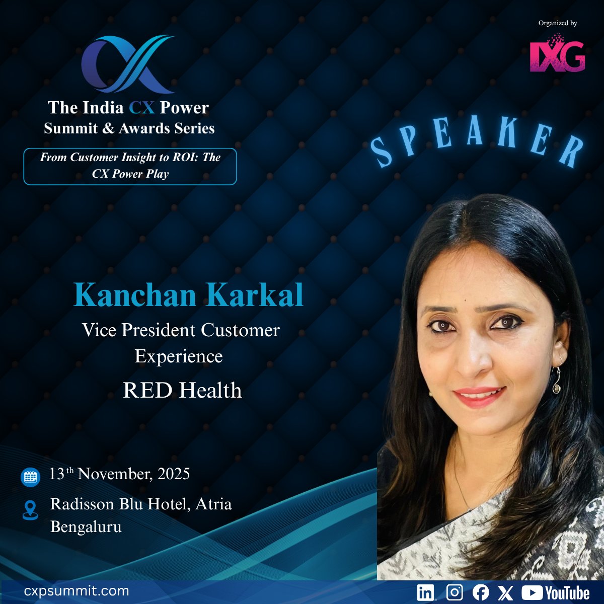 IXG2024's tweet photo. Thrilled to welcome Kanchan Karkal, VP of Customer Experience at REDHealth, to The India CX Power Summit & Awards!
🔗 Secure your spot: https://t.co/DJDqdBnsAL https://t.co/V5papzq1HI
#IndiaCX2025 #CustomerExperience #REDHealth #CustomerExperience #BusinessGrowth #Leadership https://t.co/idgrTQ0AkT