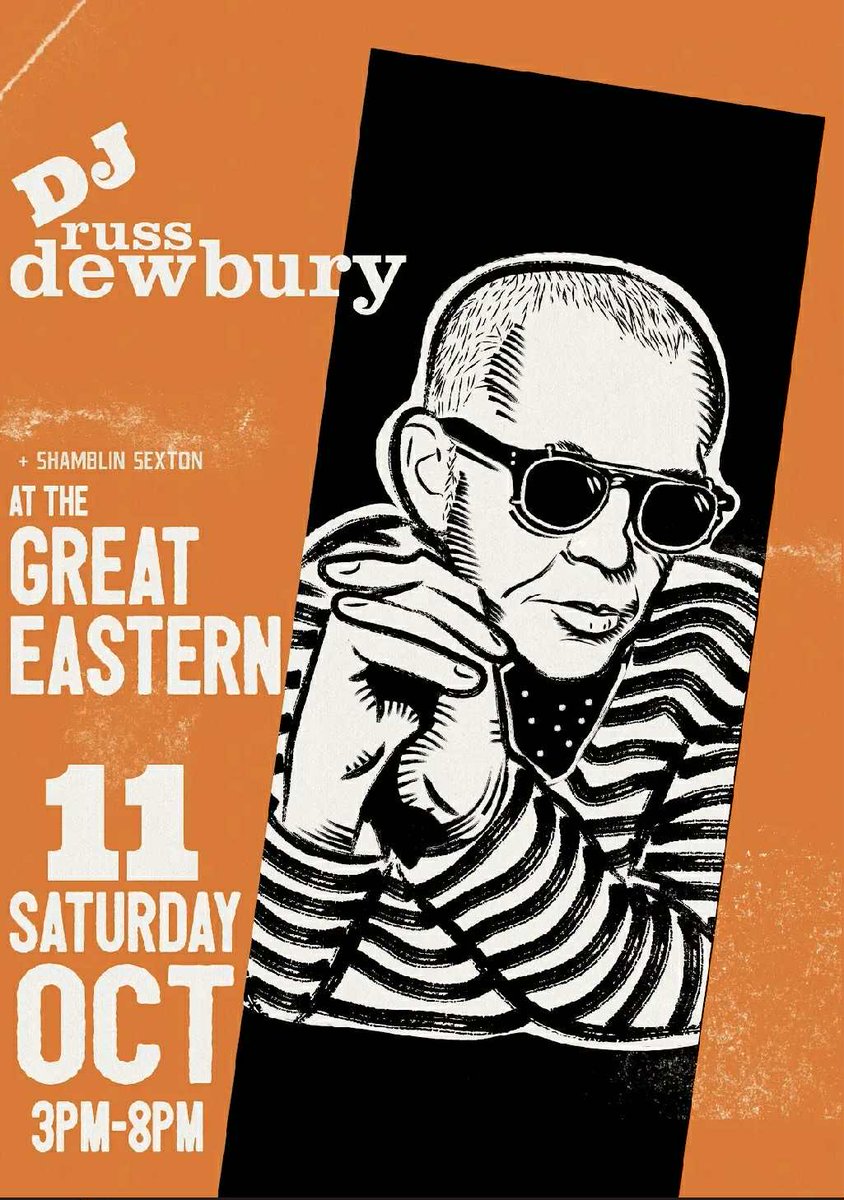 RussDewbury's tweet photo. Nice to be playing an all vinyl set in Brighton at the Great Eastern, Trafalgar St next Saturday 11th October 3 - 8pm. Come and say hi X https://t.co/6HpTKgTLEc