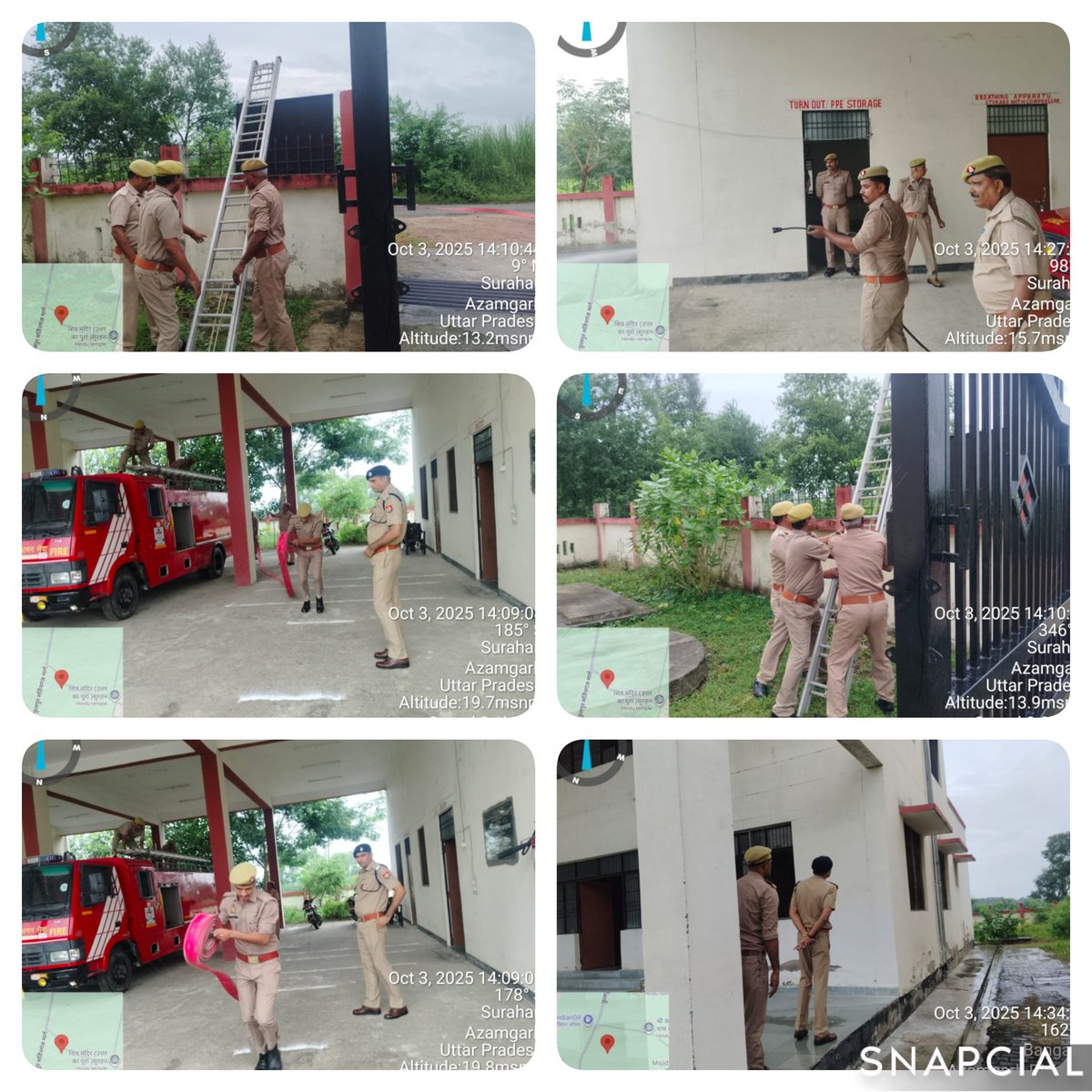 CfofsAz's tweet image. सीएफओ महोदय आज़मगढ़ द्वारा अर्धवार्षिक निरीक्षण कार्यक्रम के अंतर्गत दि.03.10.2025 को फायर स्टेशन मार्टिनगंज, आज़मगढ़ का अर्धवार्षिक निरीक्षण किया गयाl इस दौरान ड्रिल कराई गई तथा अग्निशमन सेवाओं की तत्परता एवं आवश्यक उपकरणों की उपलब्धता का अवलोकन कर आवश्यक दिशा-निर्देश प्रदान किए
