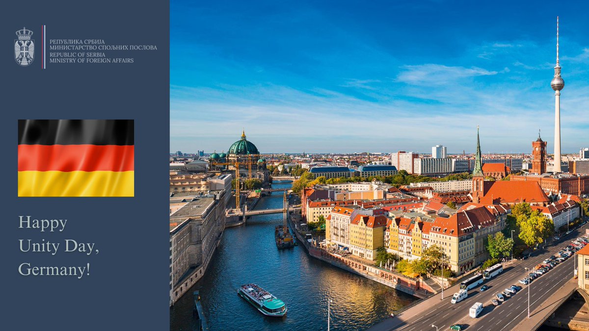 MFA Serbia (@mfaserbia) on Twitter photo Sending our congratulations to the citizens and government of the Federal Republic of #Germany, and to our esteemed colleagues at <a href="/GermanyDiplo/">GermanForeignOffice</a>, on the occasion of #UnityDay. Sending our congratulations to the citizens and government of the Federal Republic of #Germany, and to our esteemed colleagues at <a href="/GermanyDiplo/">GermanForeignOffice</a>, on the occasion of #UnityDay.