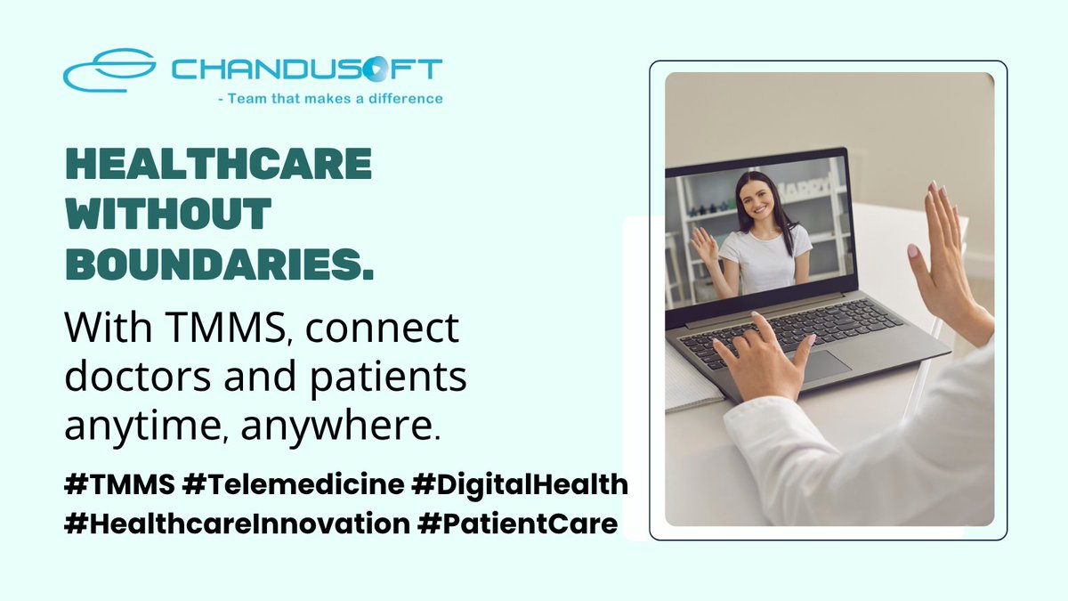 ChandusoftLtd's tweet image. 🚀 Transforming healthcare, one click at a time!

With TMMS, distance is no longer a barrier — doctors &amp;amp; patients connect instantly, anytime, anywhere. 💻❤️

✨ Smarter. Faster. Accessible. 
The future of healthcare is here.

#TMMS #Telemedicine #HealthcareInnovation #PatientCare