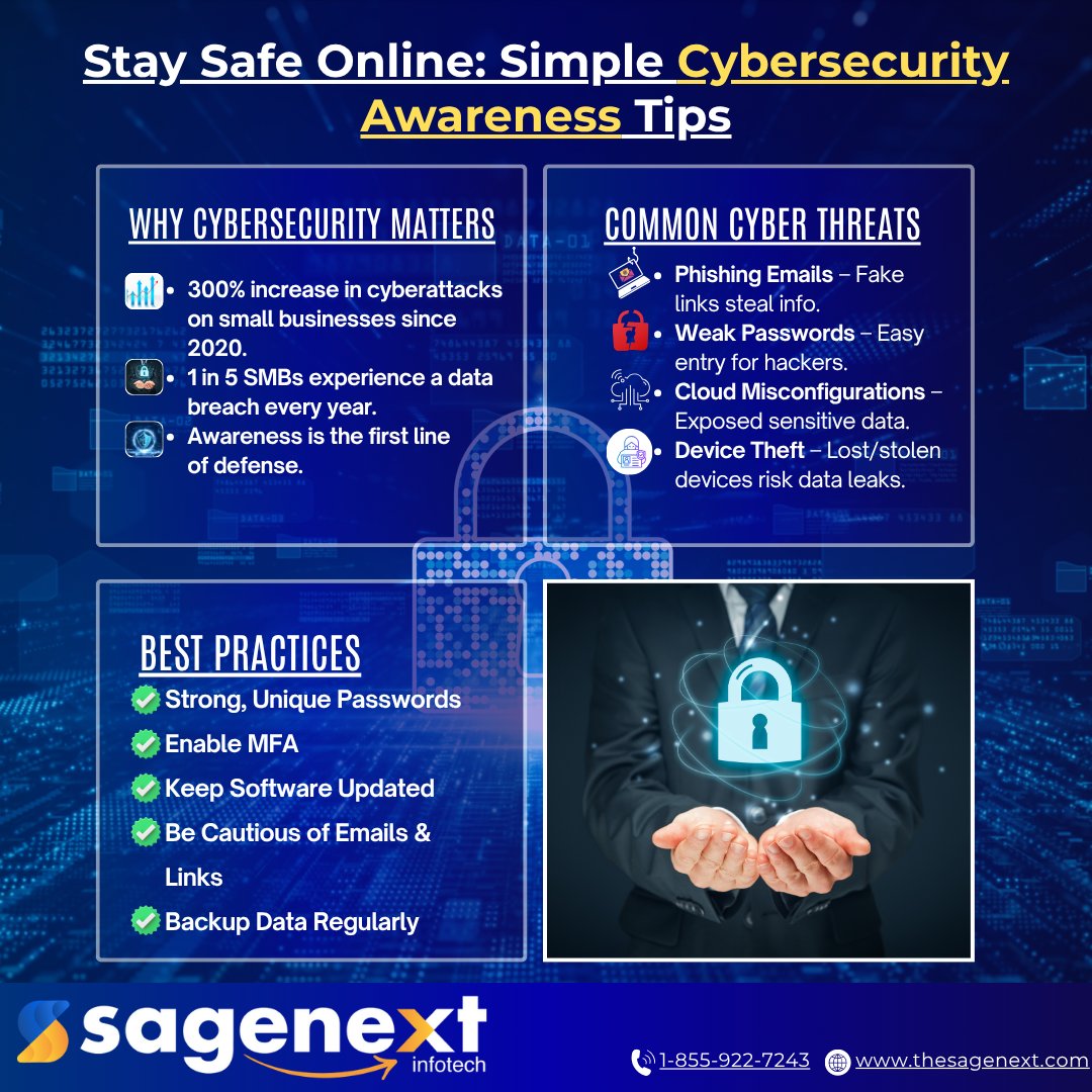 Sagenextinfo's tweet image. October is #Cybersecurity Awareness Month. At #Sagenext, protecting your clients&apos; #financial data is our top priority.  
✅ MFA  
✅ 256-bit encryption  
✅ Daily backups  
✅ 24/7 monitoring  
✅ Compliance-ready infrastructure  
&quot;Good enough&quot; security isn&apos;t sufficient.